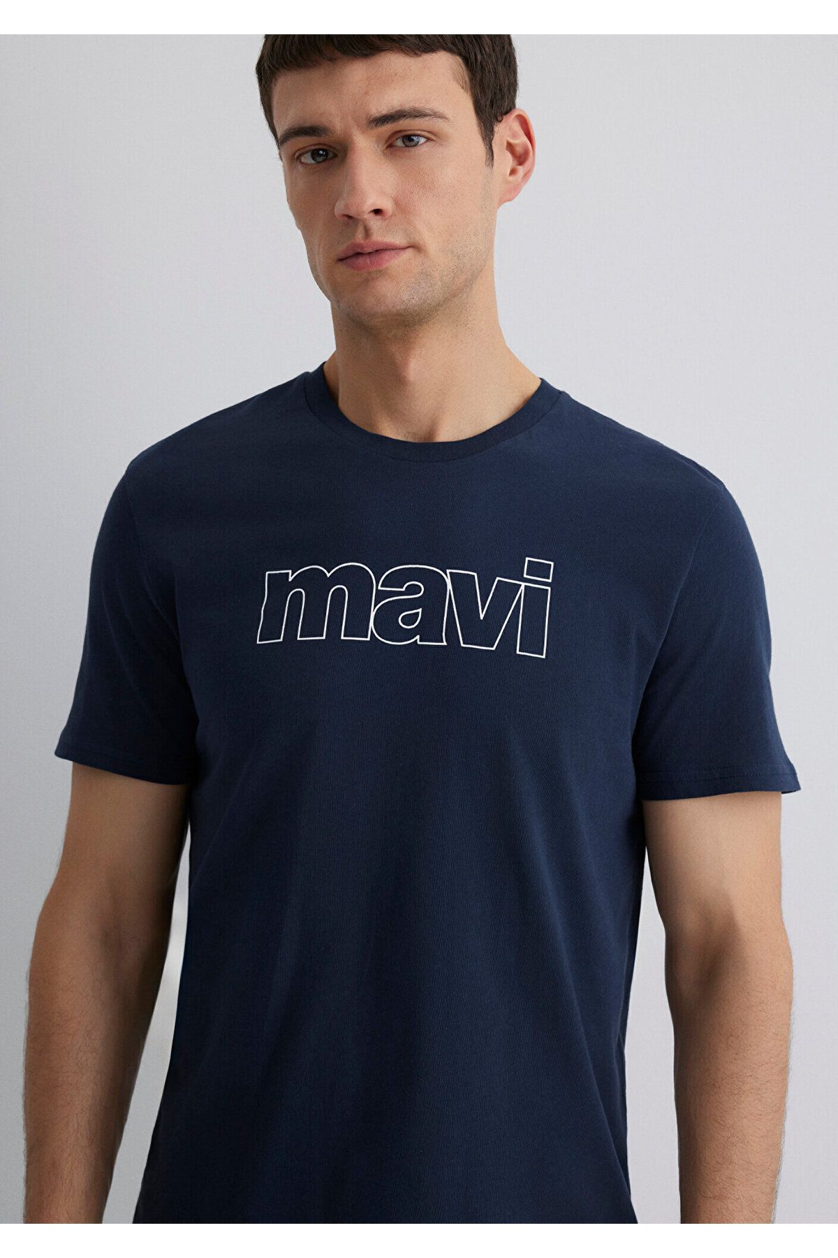 Mavi-Тъмносиня тениска с лого с принт / Slim Fit 065781-28417 3