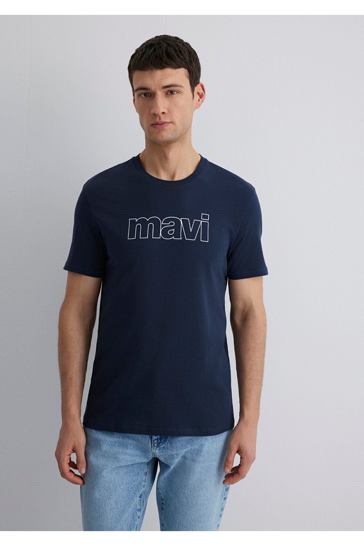 Mavi-Тъмносиня тениска с лого с принт / Slim Fit 065781-28417 4