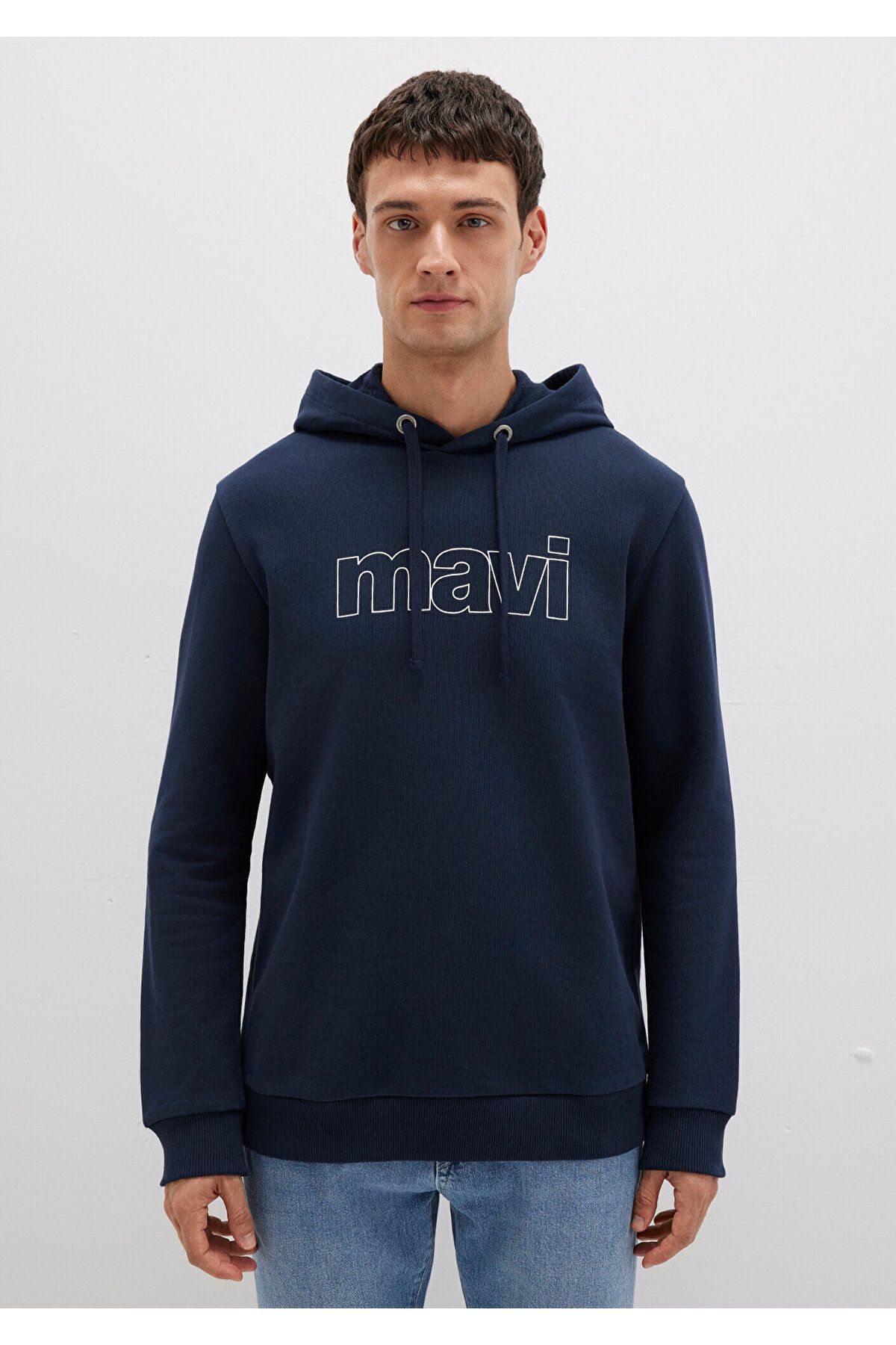 Mavi-Logo Printed Hooded Navy Blue Sweatshirt 065606-28417 3