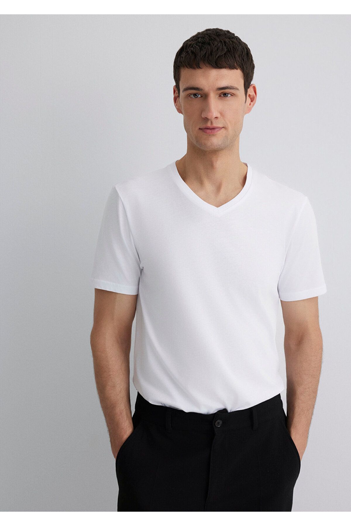 Mavi-Λευκό μπλουζάκι με V-neckSlimFit - 065586 -620 3