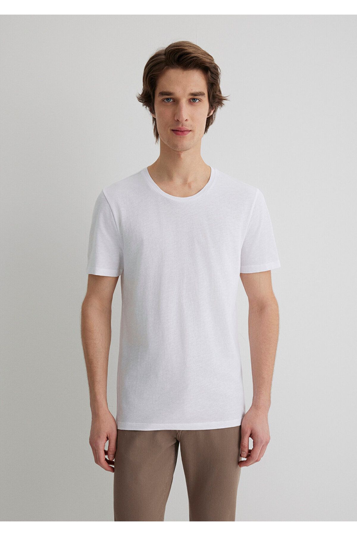Mavi-White Flamed Basic T-Shirt - Fitted Cut064681-620 3