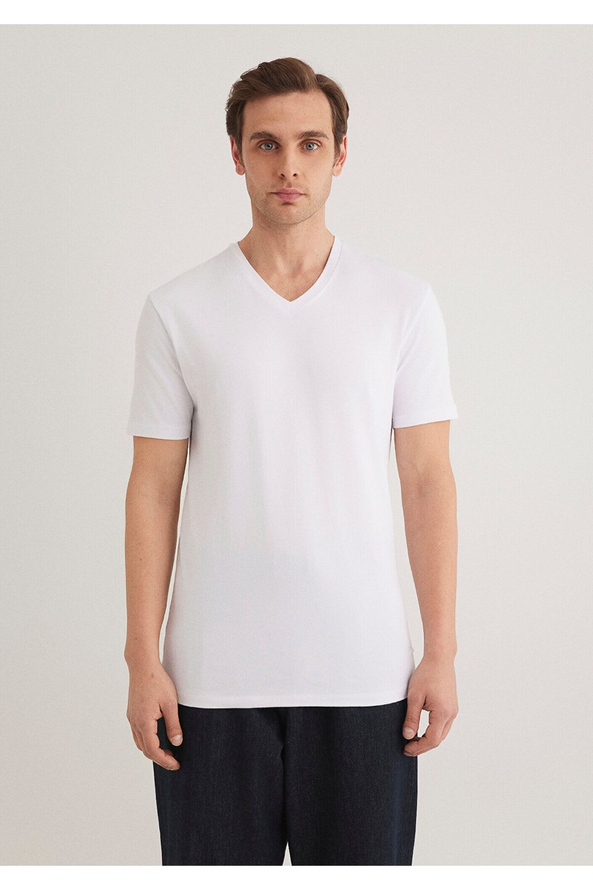 Mavi-Stretch V-λαιμόκοψη Λευκό Basic T-Shirt Εφαρμοσμένο / Εφαρμοσμένο κόψιμο 061748 -620 5