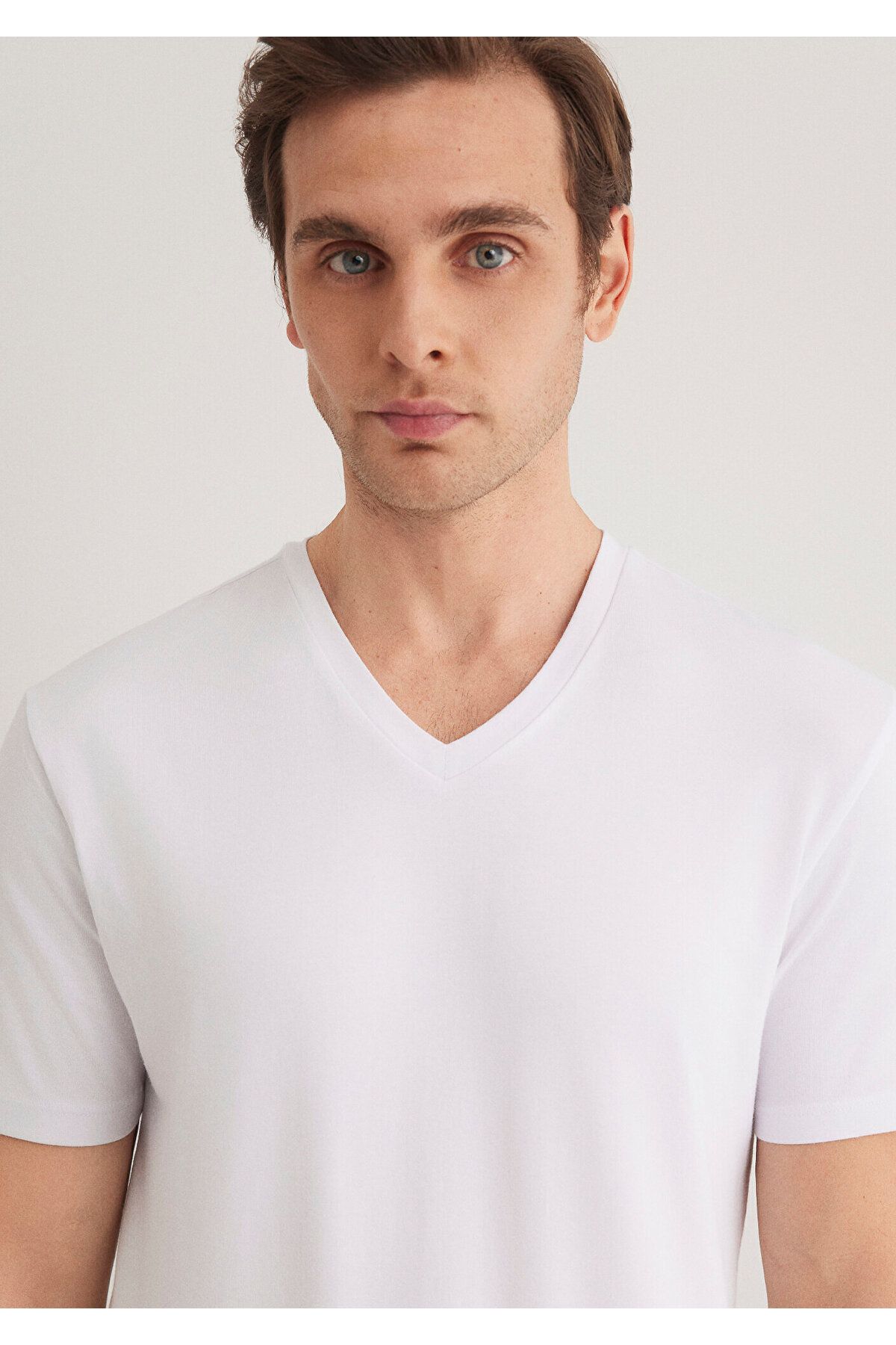 Mavi-Stretch V-λαιμόκοψη Λευκό Basic T-Shirt Εφαρμοσμένο / Εφαρμοσμένο κόψιμο 061748 -620 7