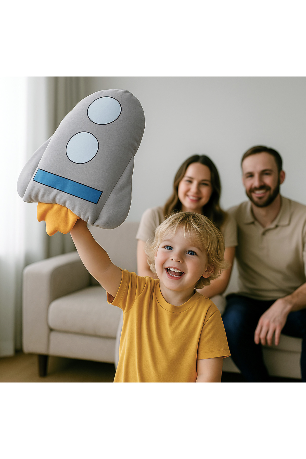 JOYFUL KIDS Roket Uyku Arkadaşı– Pamuksu Yüzey, Space Serisi, Bebek ve Çocuk Odası için