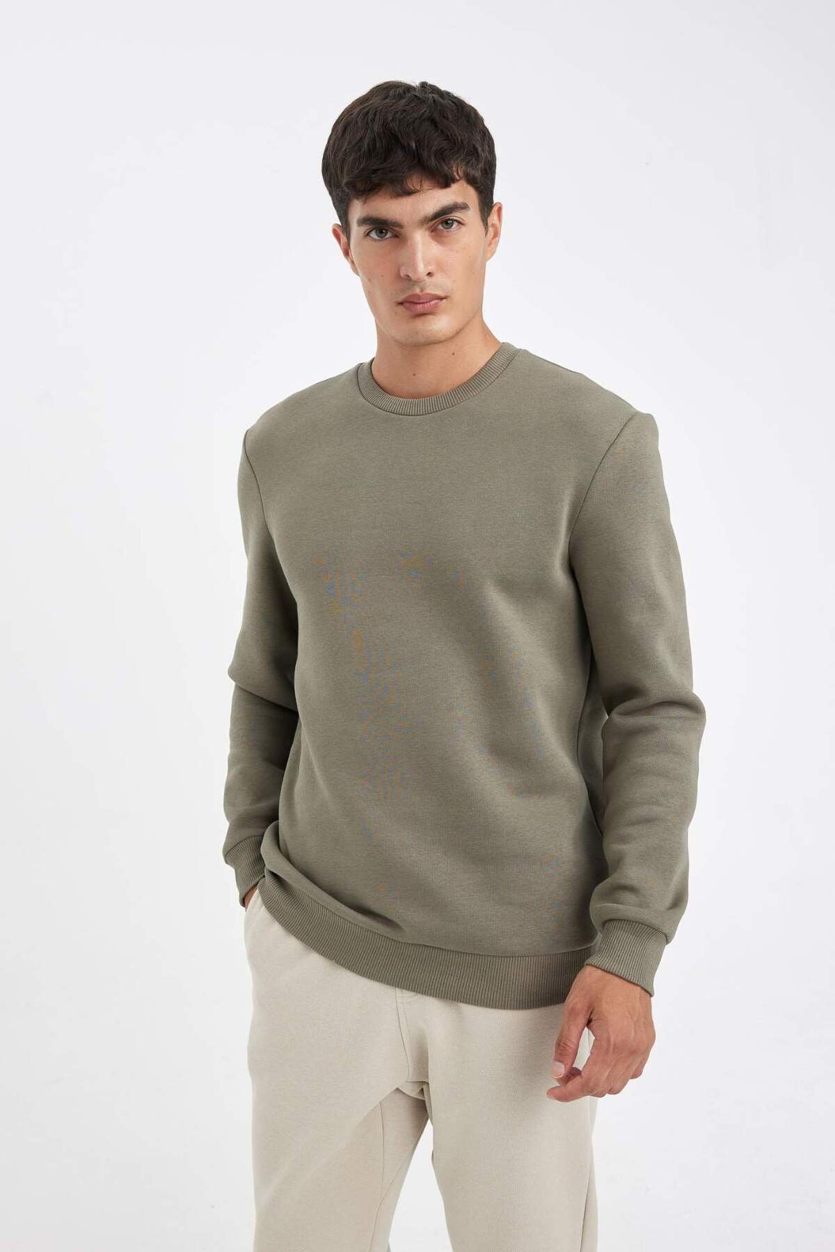DeFacto-3nitá bavlněná mikina Regular Fit Crew Neck Thick s vnitřním fleecem D7876AXNS 8