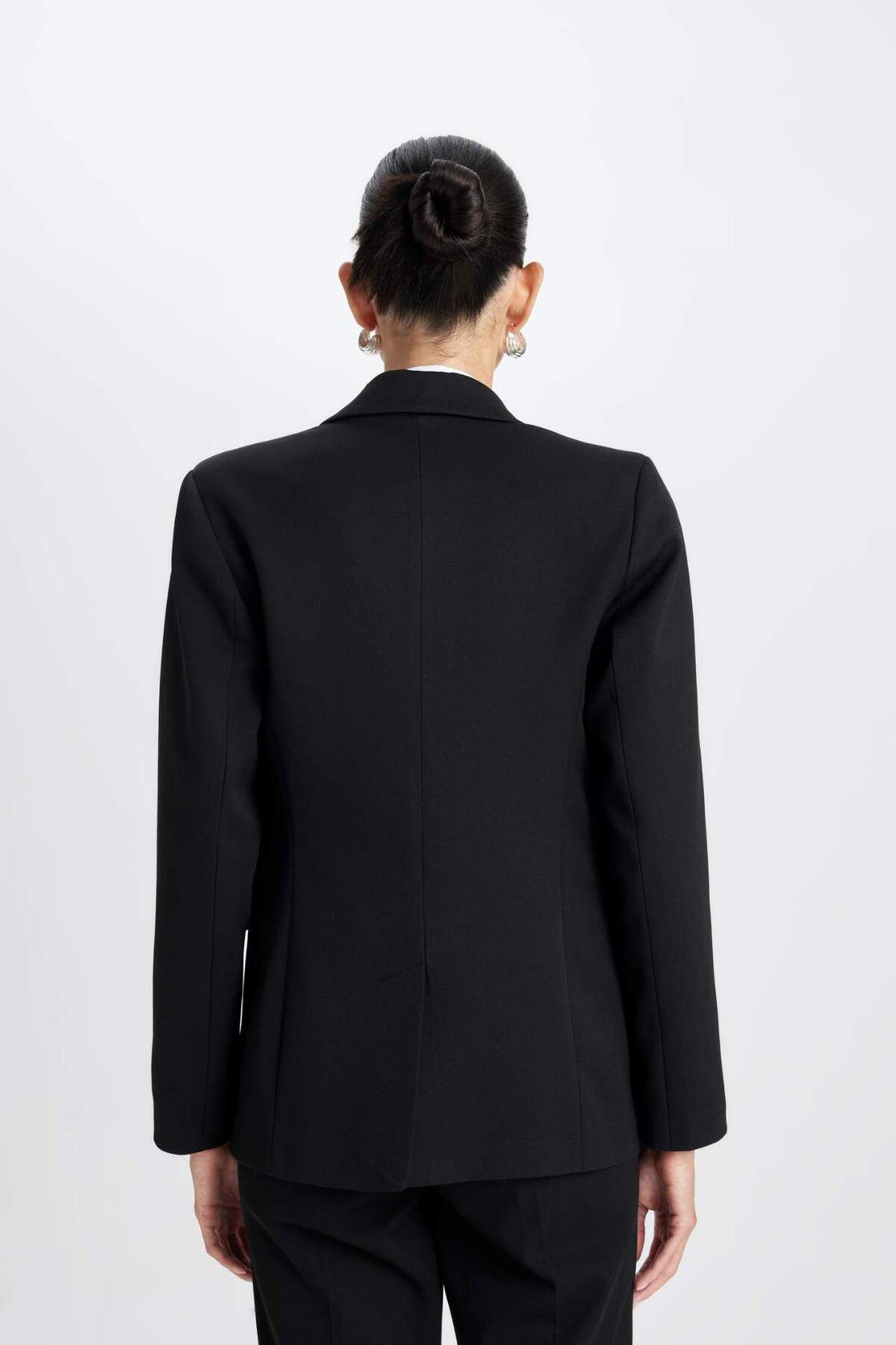 DeFacto-Fitted Jacket Collar Button Basic Plain Blazer Jacket D3157Ax24Wn 6