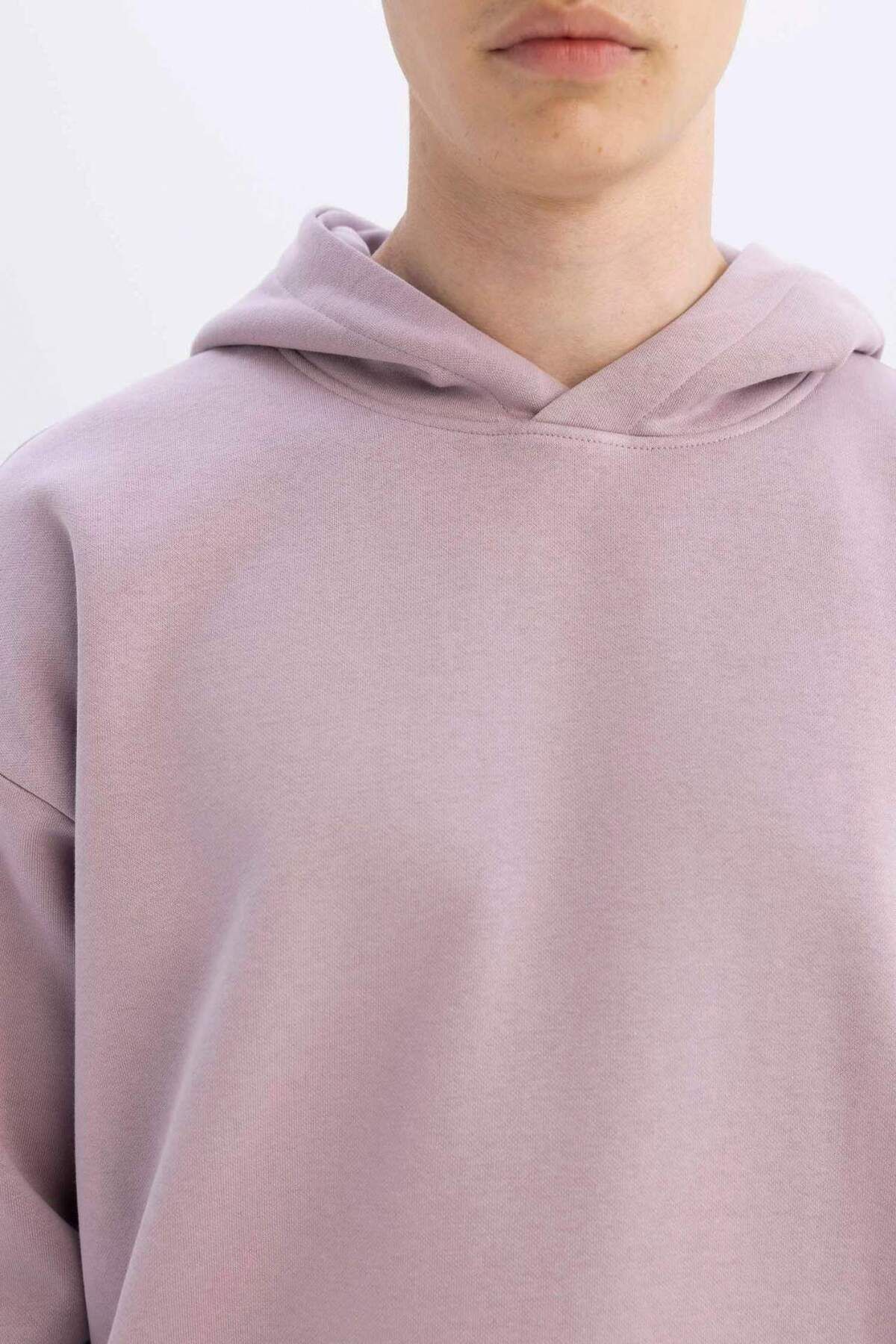 DeFacto-Übergröße Fit Wide Fit Kapuzenpullover Känguru Tasche Basic Plain Sweatshirt A4331ax24au 8