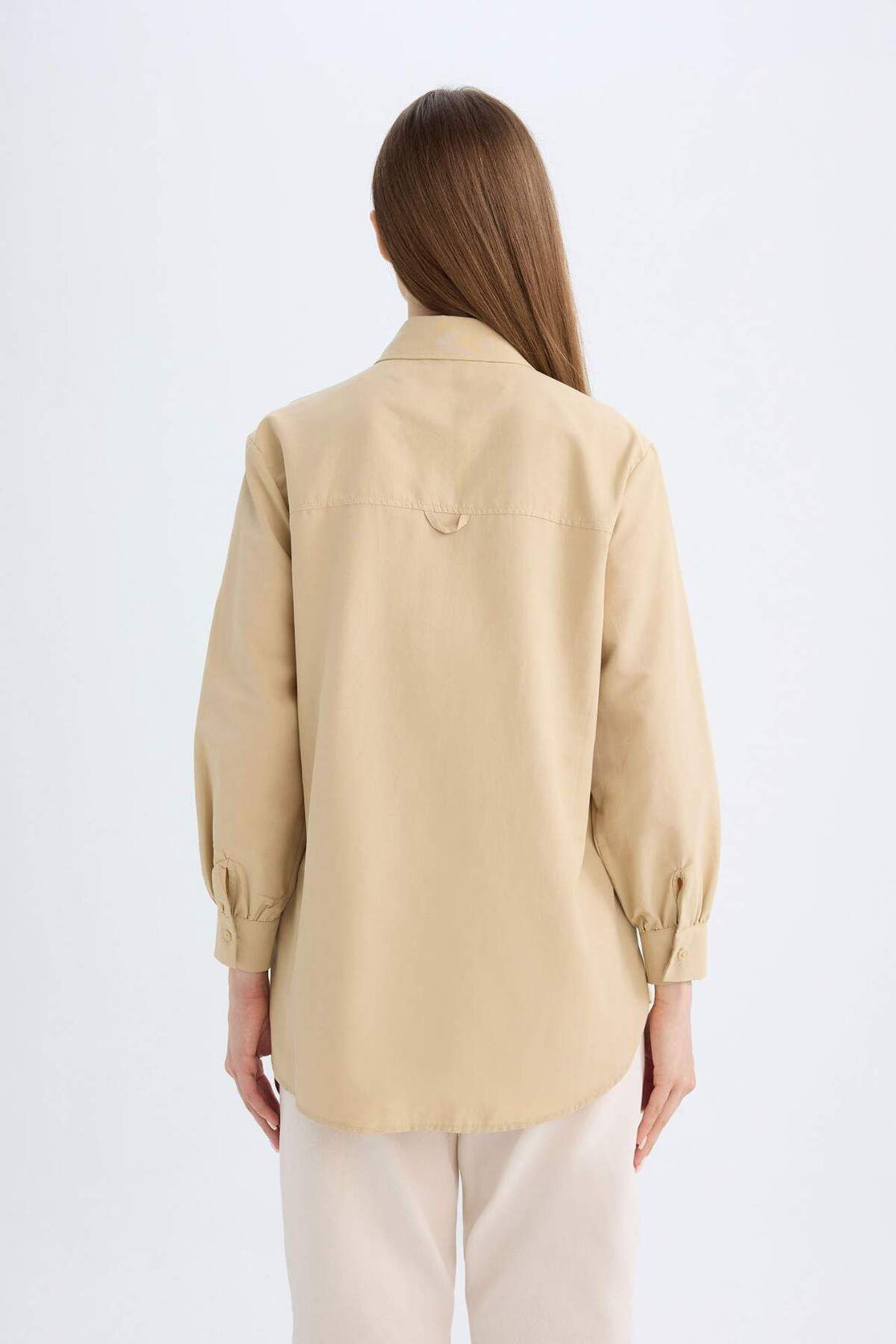 DeFacto-Relaxed Fit Hemd mit Revers aus Popeline Basic Unifarben Langarm Tunika D4159AX24AU 6