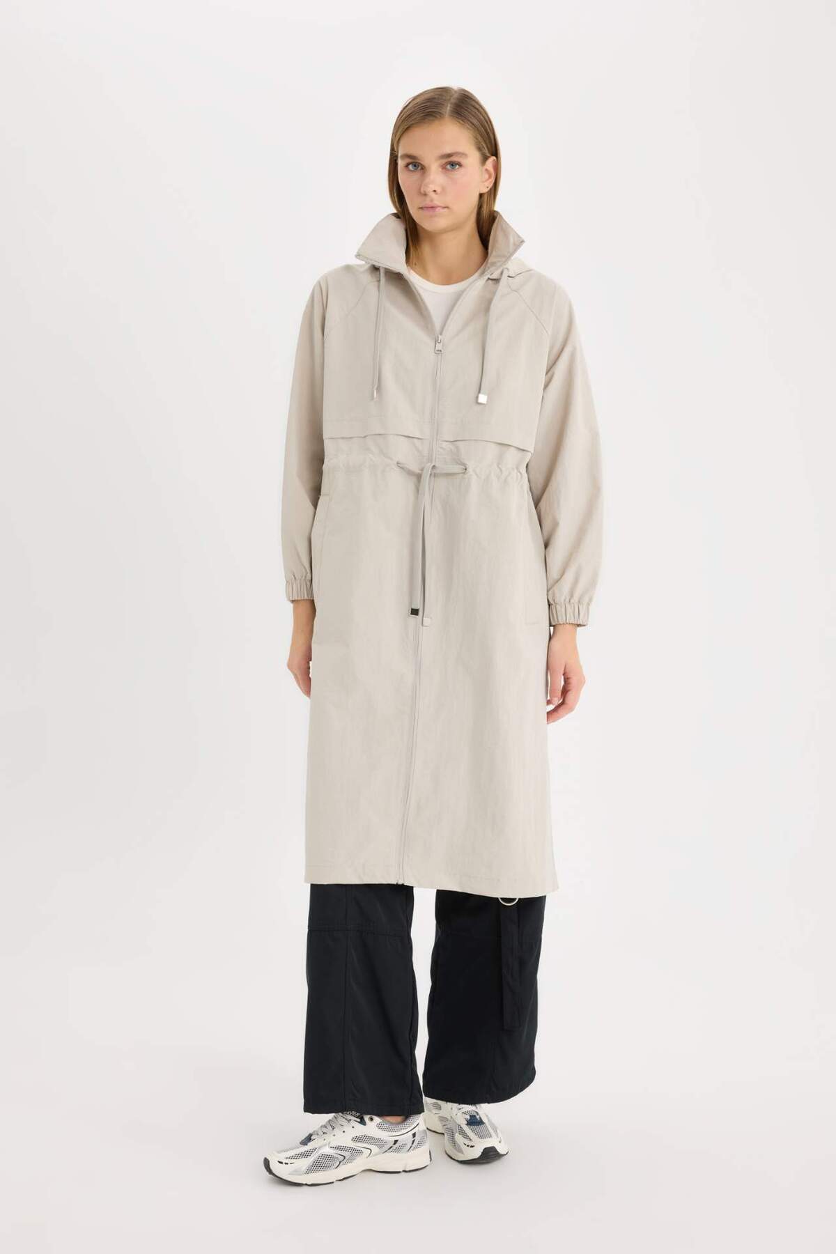 DeFacto-Langer Regenmantel - RegularFit, Kapuze, Taftstoff A6245ax24au 2
