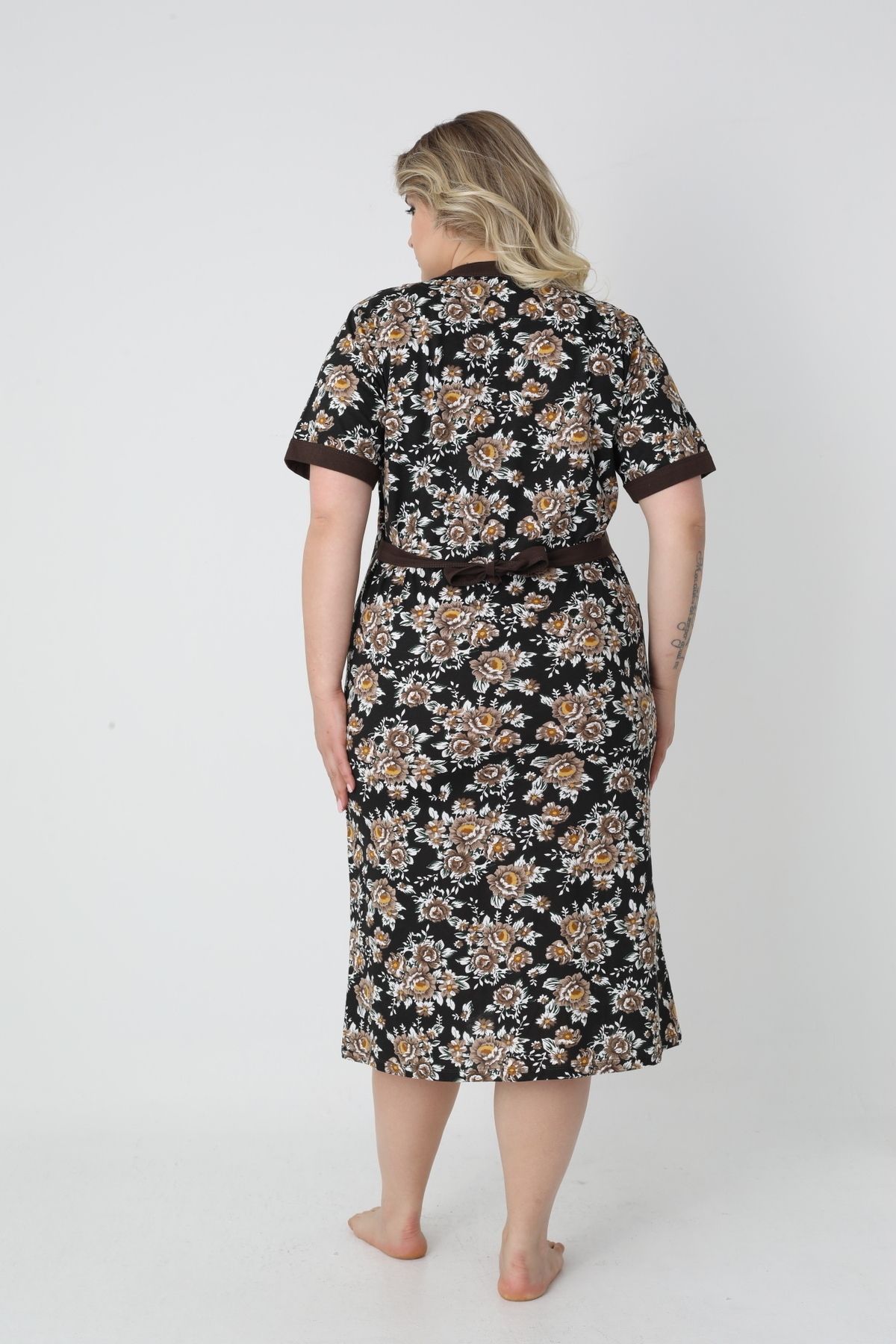 ROMEO LİFE-Women's Large Size Cotton Combed Fabric Buttoned Summer Dress 4180 7