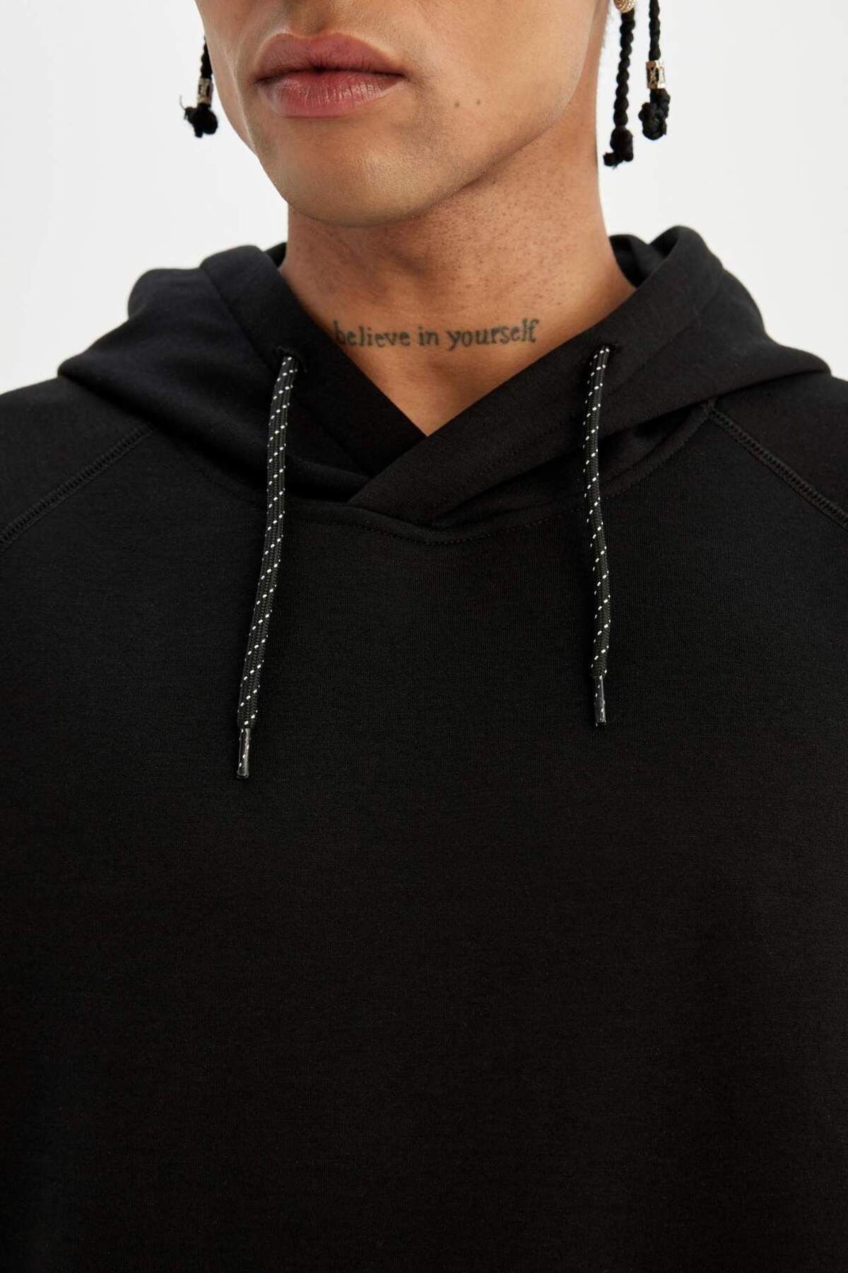 DeFacto-Fit Standard Fit Hooded Athlete κοντομάνικο Skuba Diver υφασμάτινο μπλουζάκι C9496ax24au 8