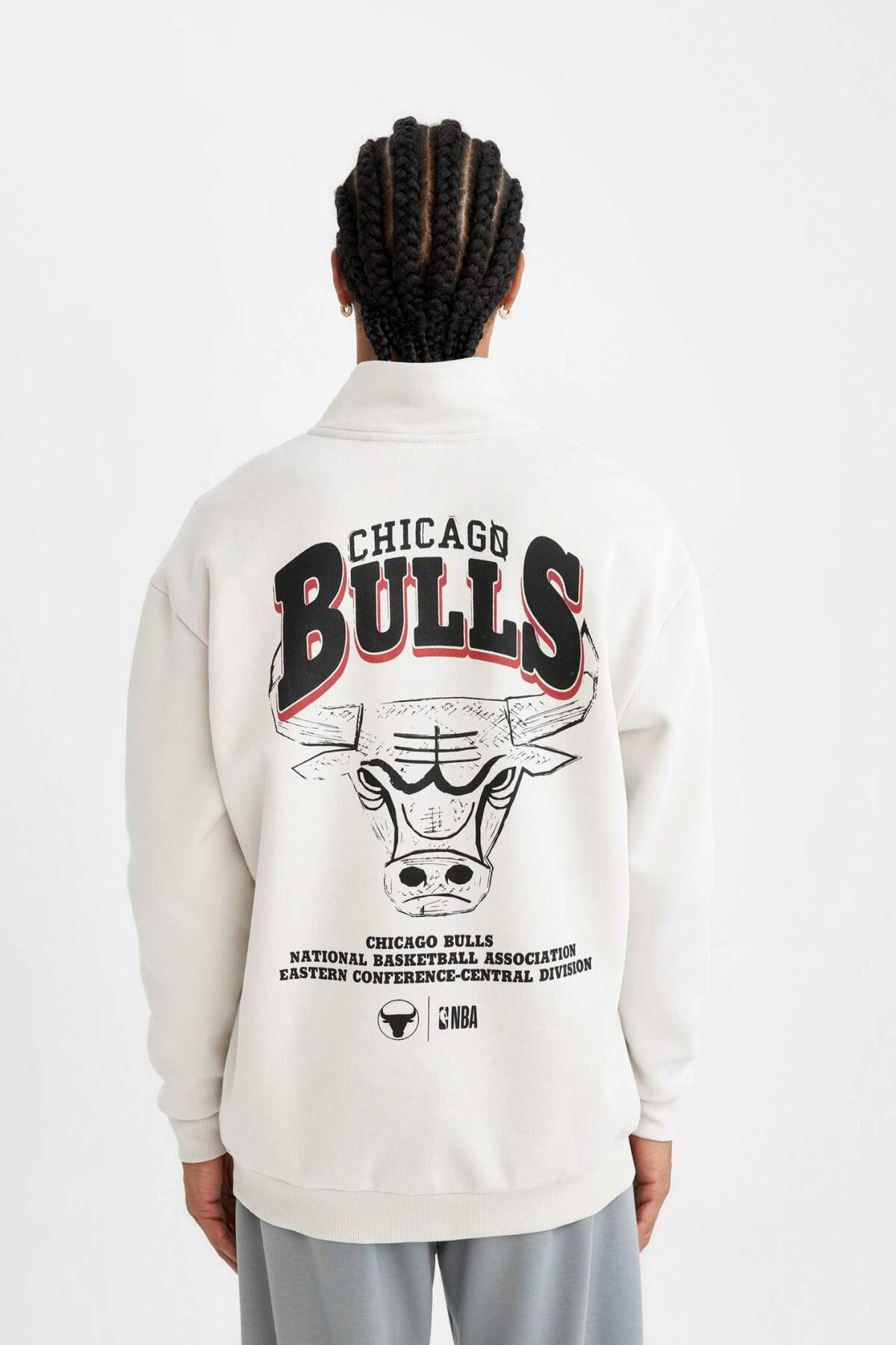 DeFacto-Mikina Nba Chicago Bulls Oversize Stand Collar Zip-Up - C9270Ax24Au 7