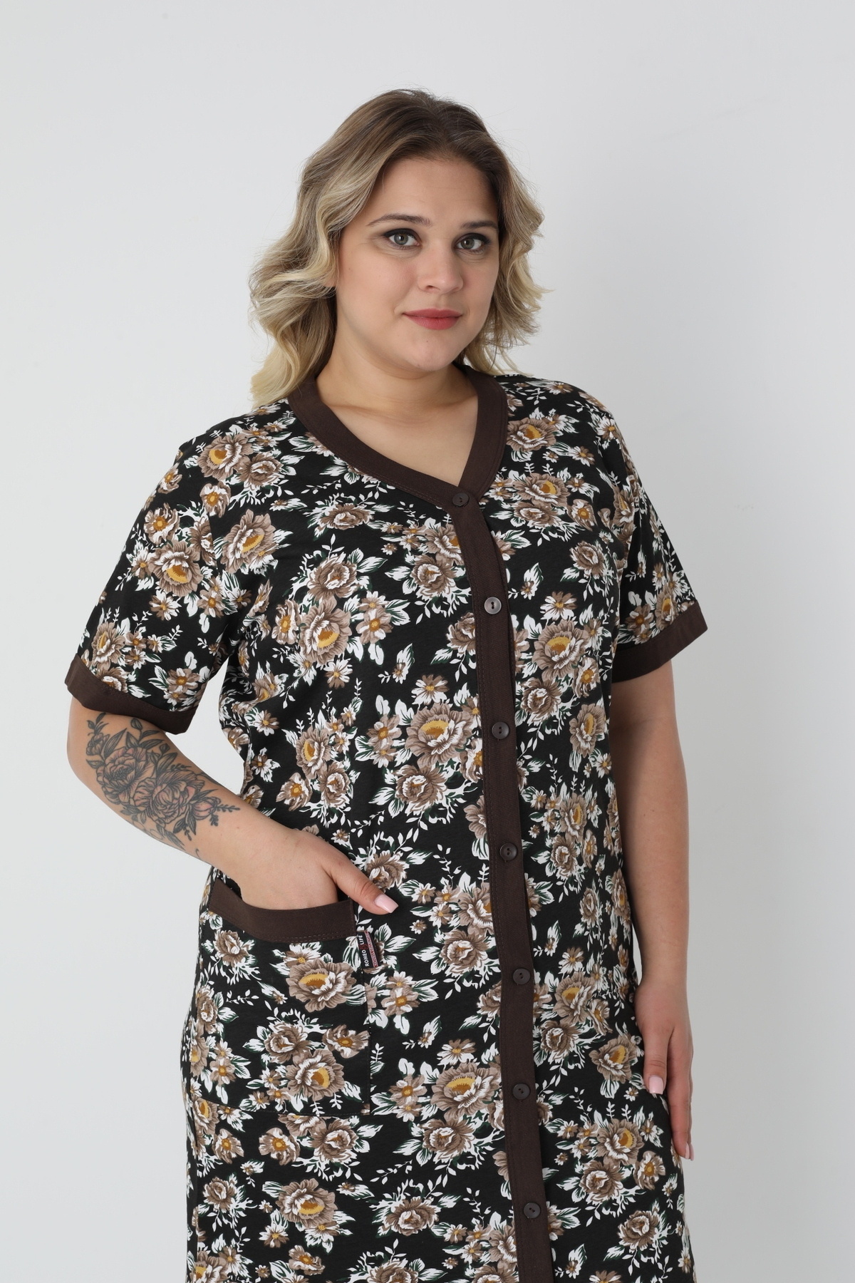 ROMEO LİFE-Women's Large Size Cotton Combed Fabric Buttoned Summer Dress 4180 8