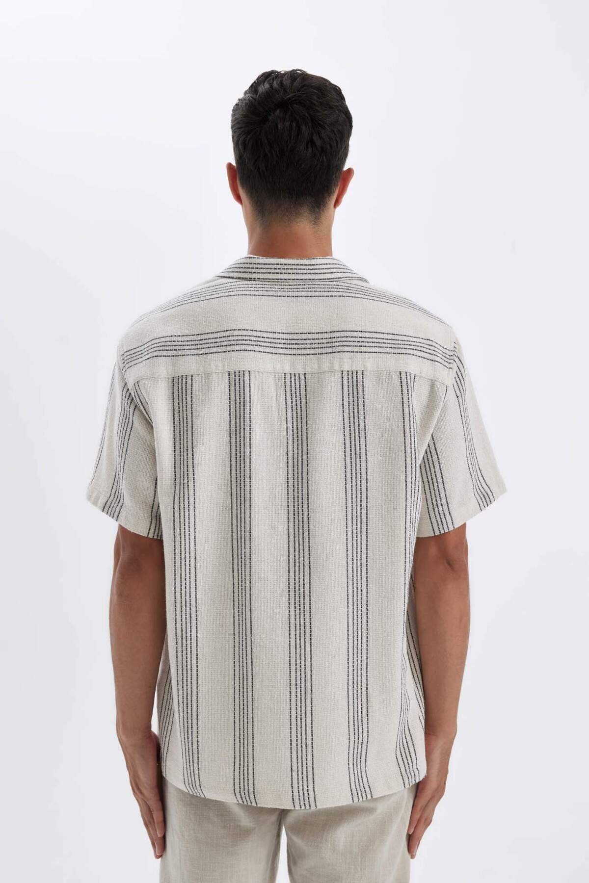 DeFacto-Relax Fit Gestreiftes Kurzarmhemd D1374AX24AU 6