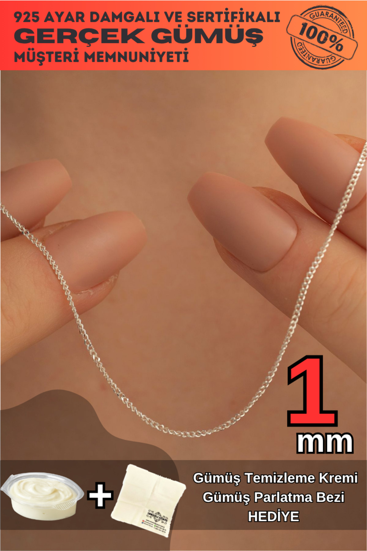 OSMANLI GÜMÜŞ Kadın Gümüş Kolye - 925 Ayar 1 mm Parlak Gurmet Model Gümüş Kadın Kolye