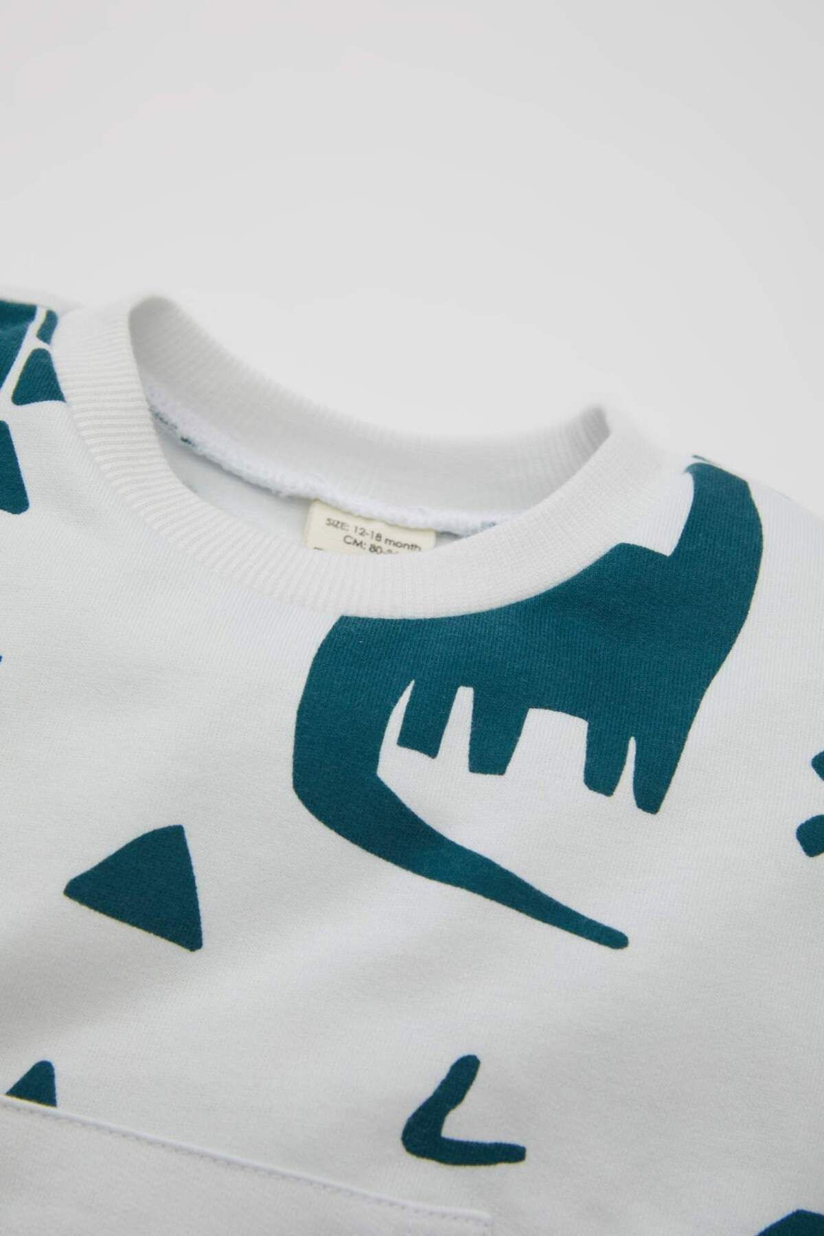 DeFacto-Baby Boy 2-Piece Set Dinosaur Patterned Sweatshirt Elastic Waist Jogger Sweatpants D2927A524Wn 3
