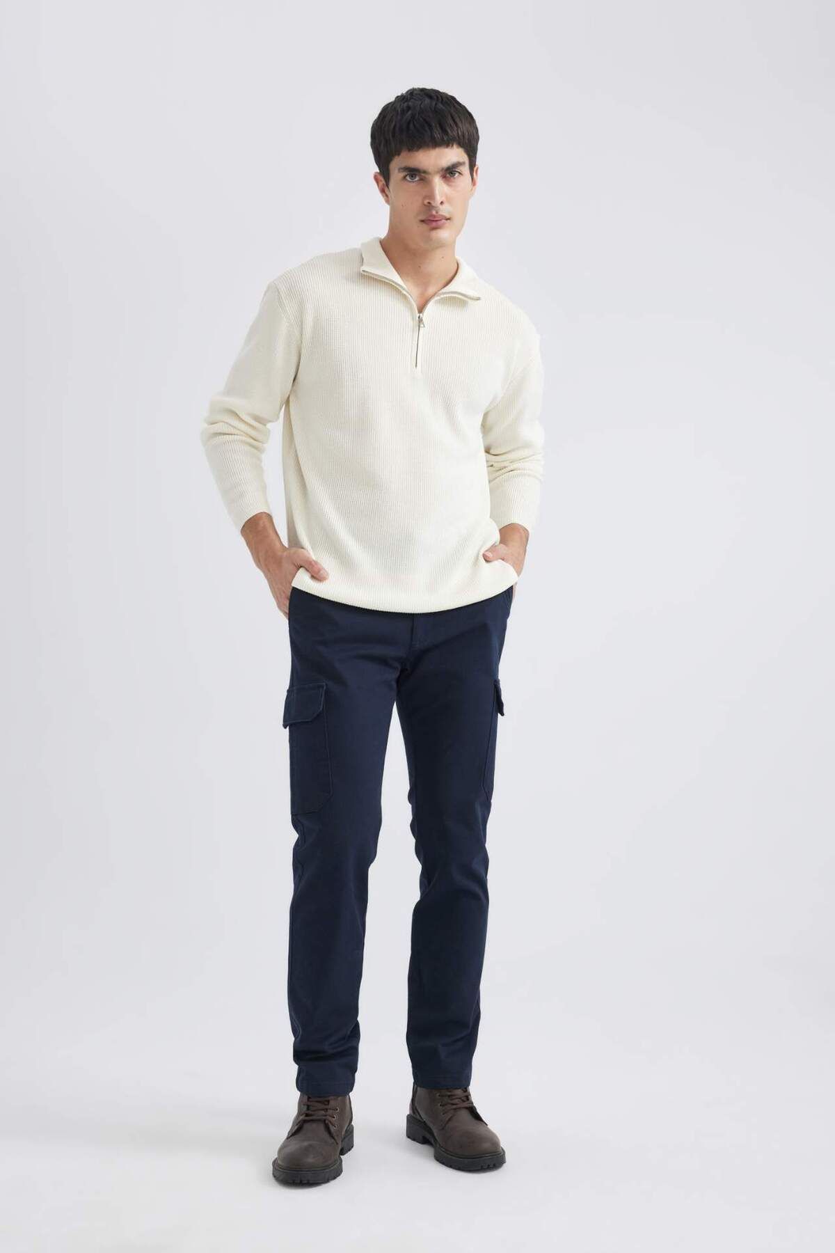 DeFacto-Loose Fit Turtleneck Thessaloniki Fabric Sweater B9706Ax24Au 2
