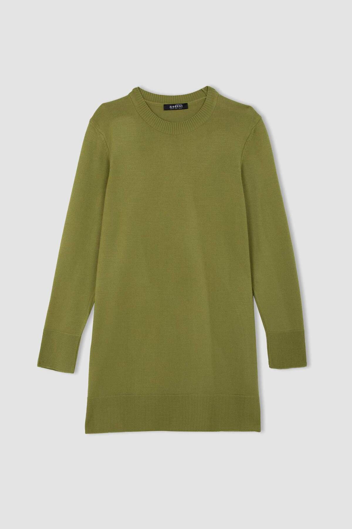 DeFacto-Regular Fit Rundhalsausschnitt Schlitz Basic Plain Strickpullover Tunika H3431AZ24AU 7