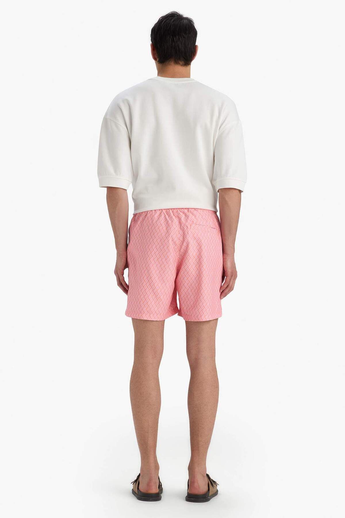 DeFacto-Gemusterte kurze Badeshorts mit Netzfutter B7442AX24HS 6