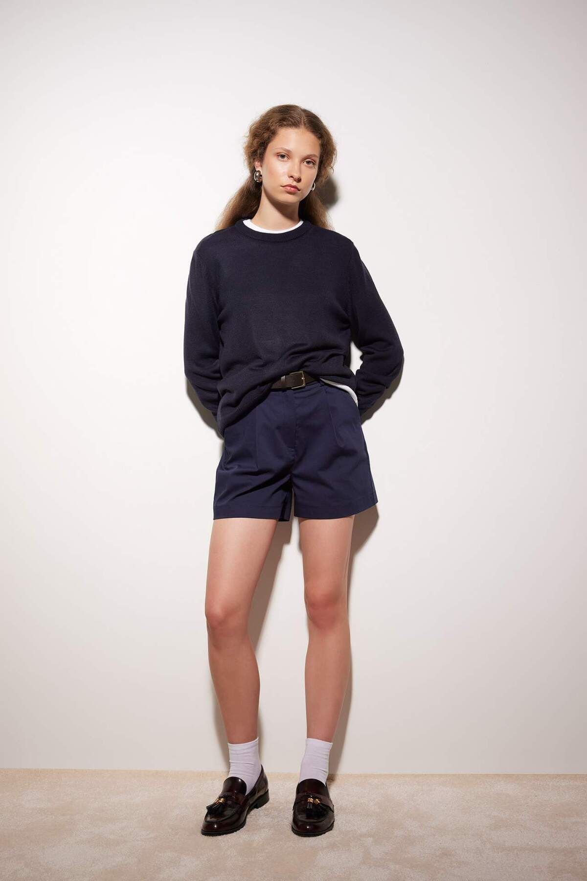 DeFacto-Regular Fit Soft Textured Rundhalsausschnitt Basic Trikot Pullover C0058ax24wn 2