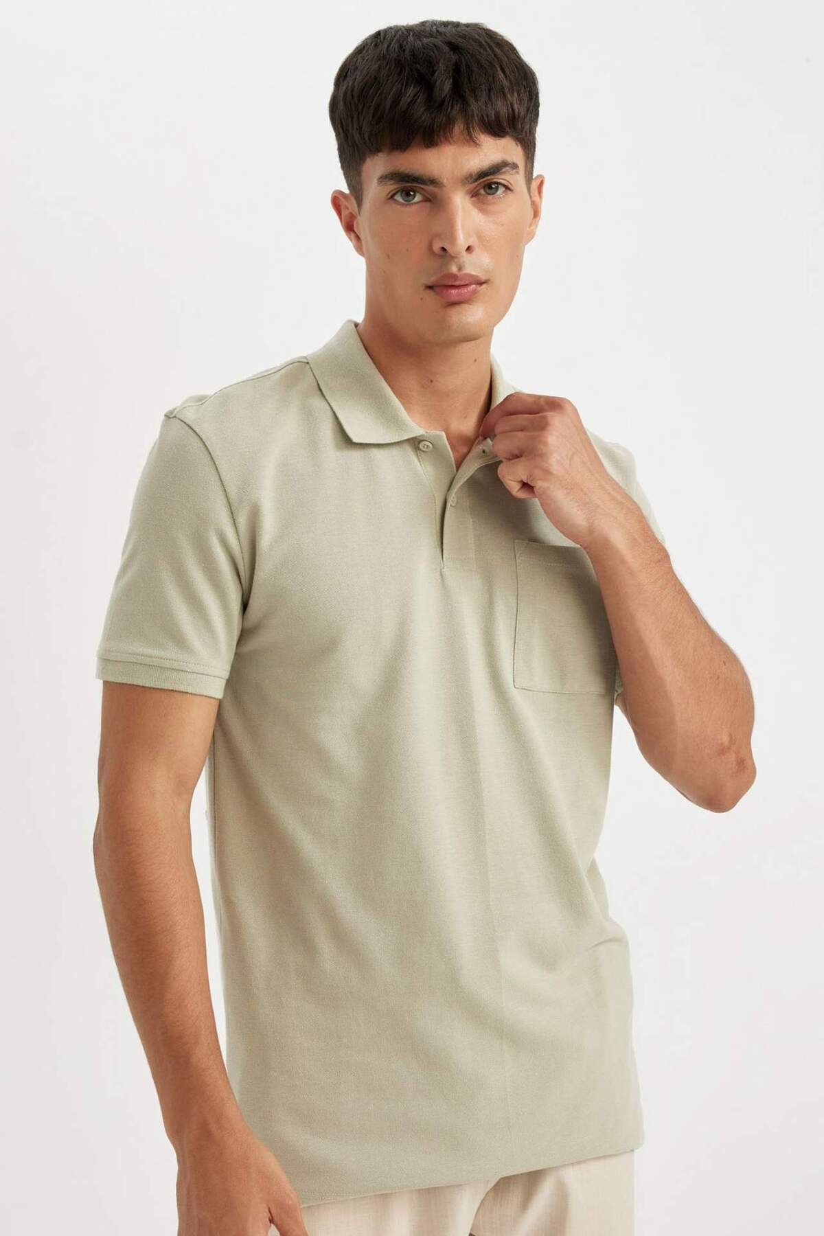DeFacto-100% bavlna Nové Regular Fit Polo výstřih s krátkým rukávem Pique Basic Plain Tričko D4610AX24SM 1
