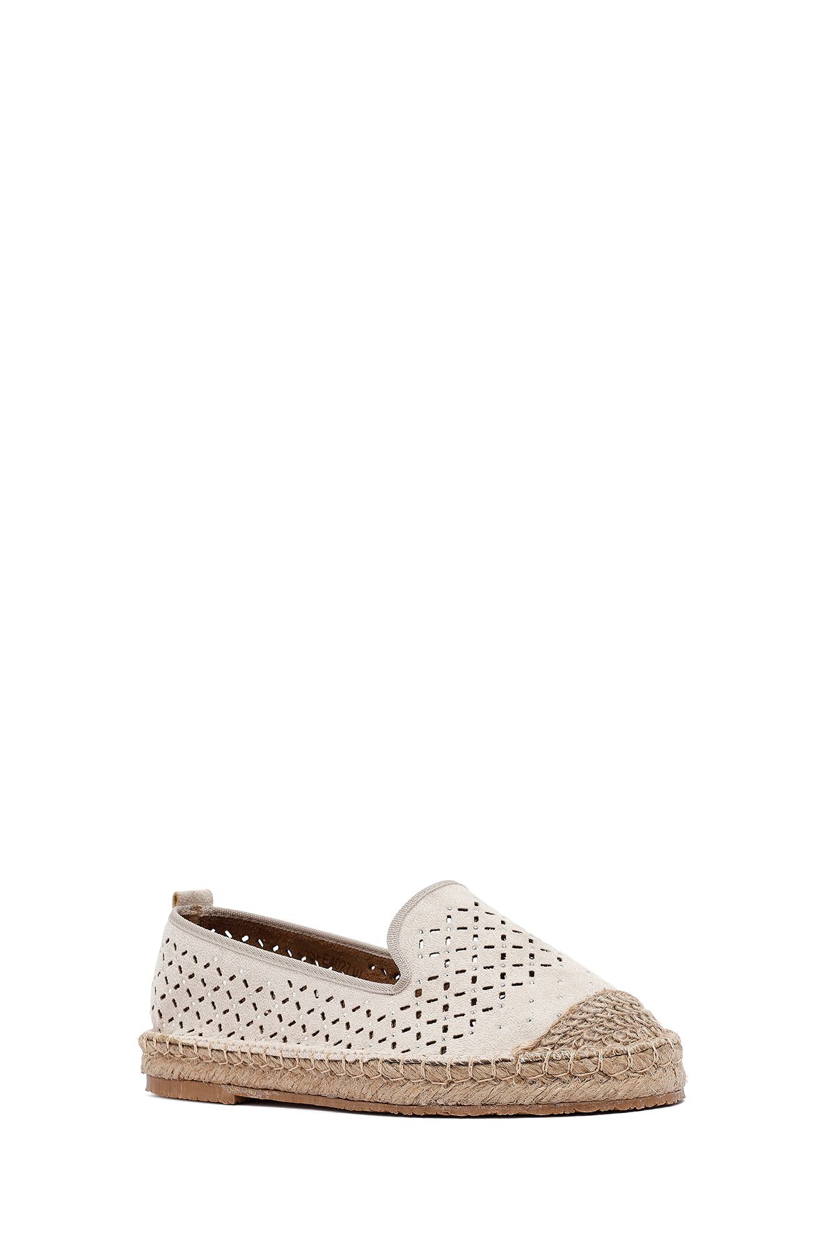 Derimod-Women's Beige Mesh Suede Espadrille 25Sfe402710 6