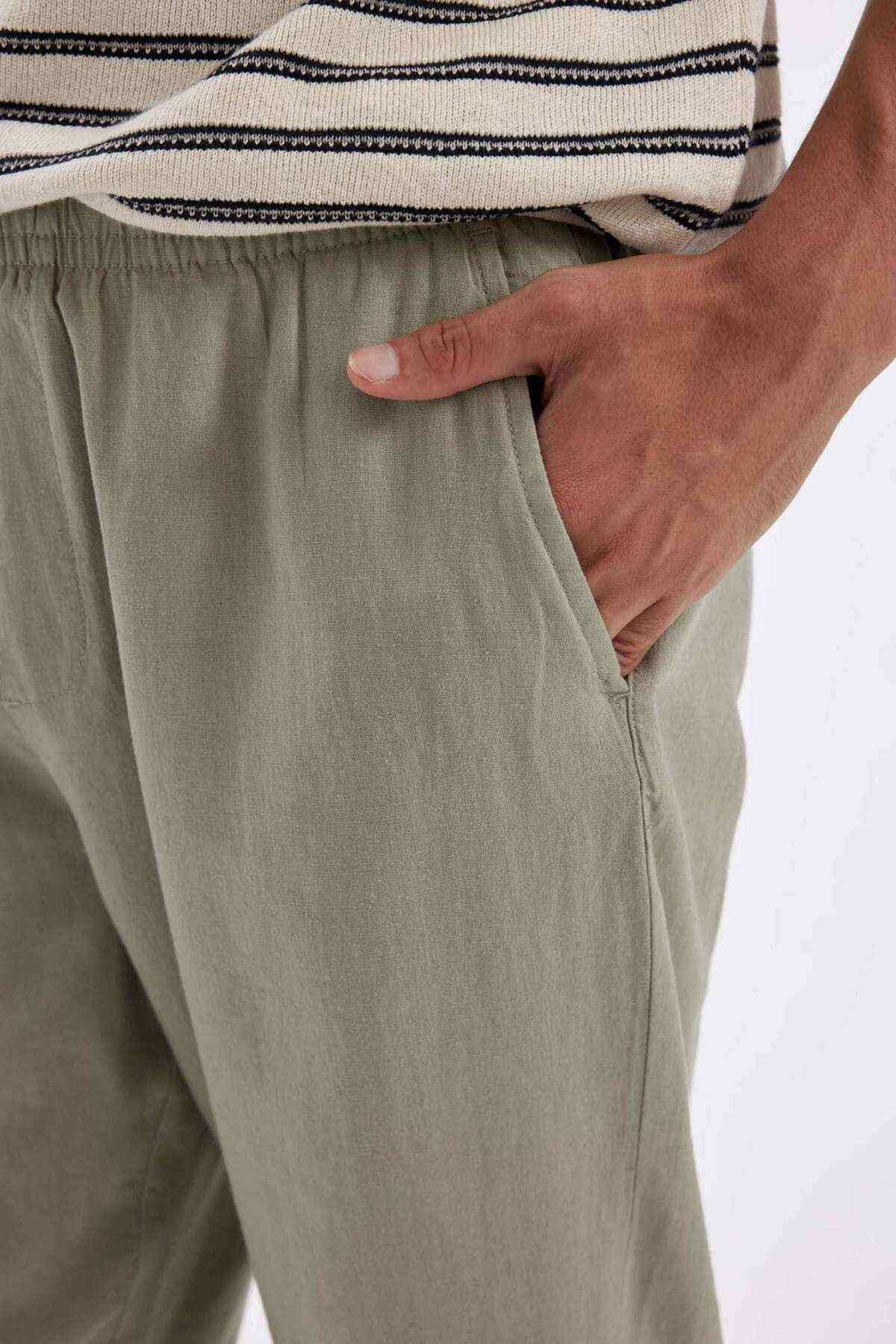 DeFacto-Relax Fit Relaxed Fit vékony szárú lenkeverék nyári nadrág C1140ax24sm 5