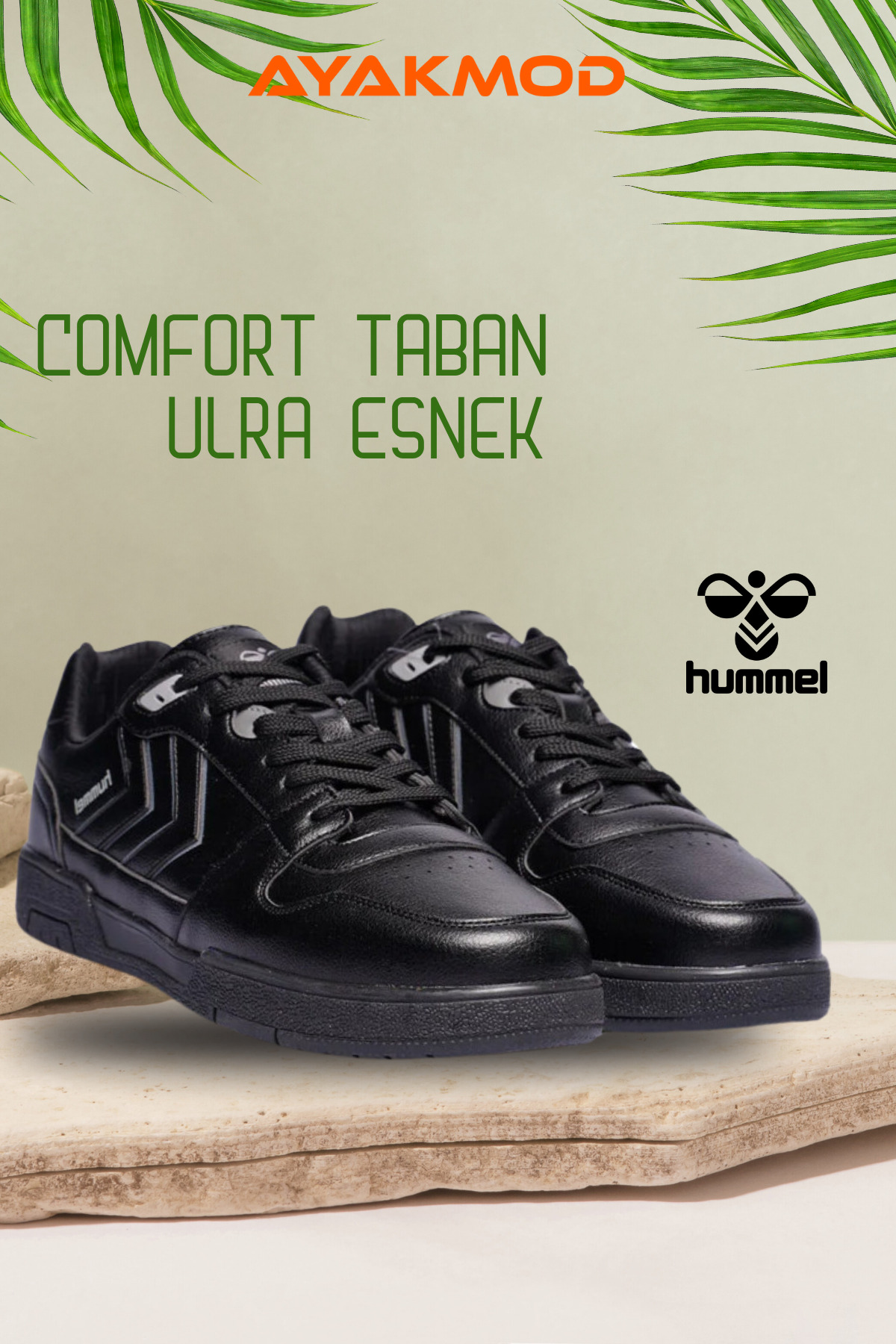 کفش ورزشی مشکی بنددار یونیسکس مدل 900680 Hml Freza هامل کفش اسنیکر hummel