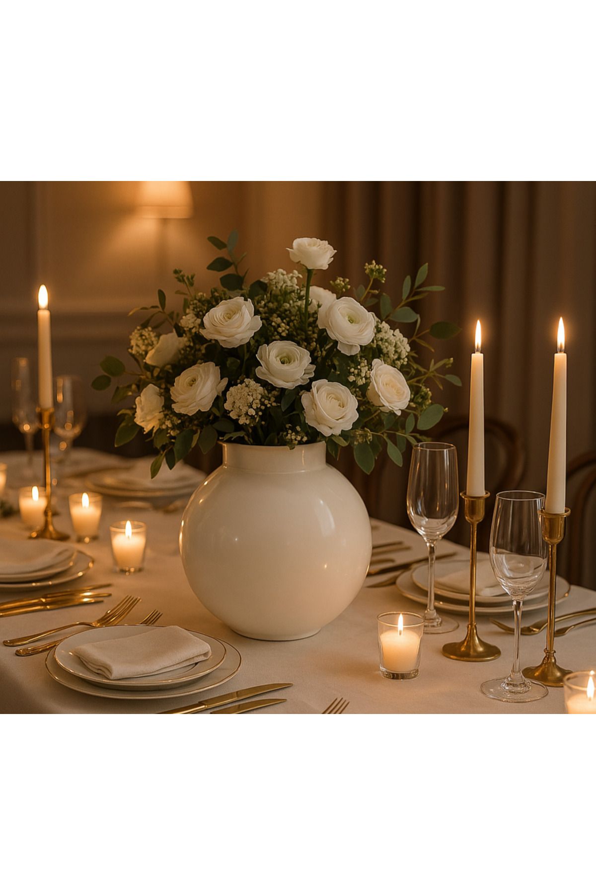Lui Tasarım-Special Design Glass Modern Large XL Size Invitation Special Day Tables Simple Stylish Elegant White Vase 27*27*11 6