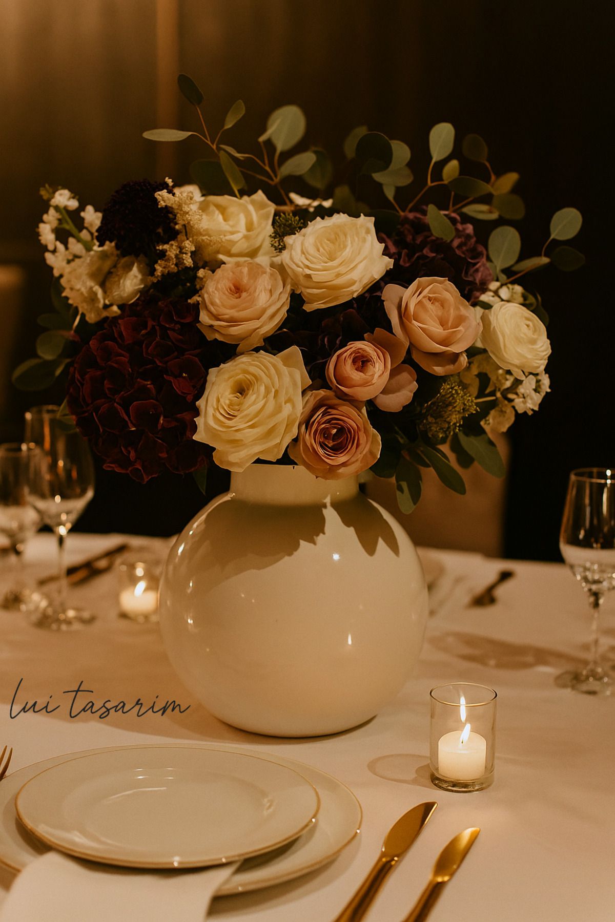 Lui Tasarım-Special Design Glass Modern Large XL Size Invitation Special Day Tables Simple Stylish Elegant White Vase 27*27*11 5