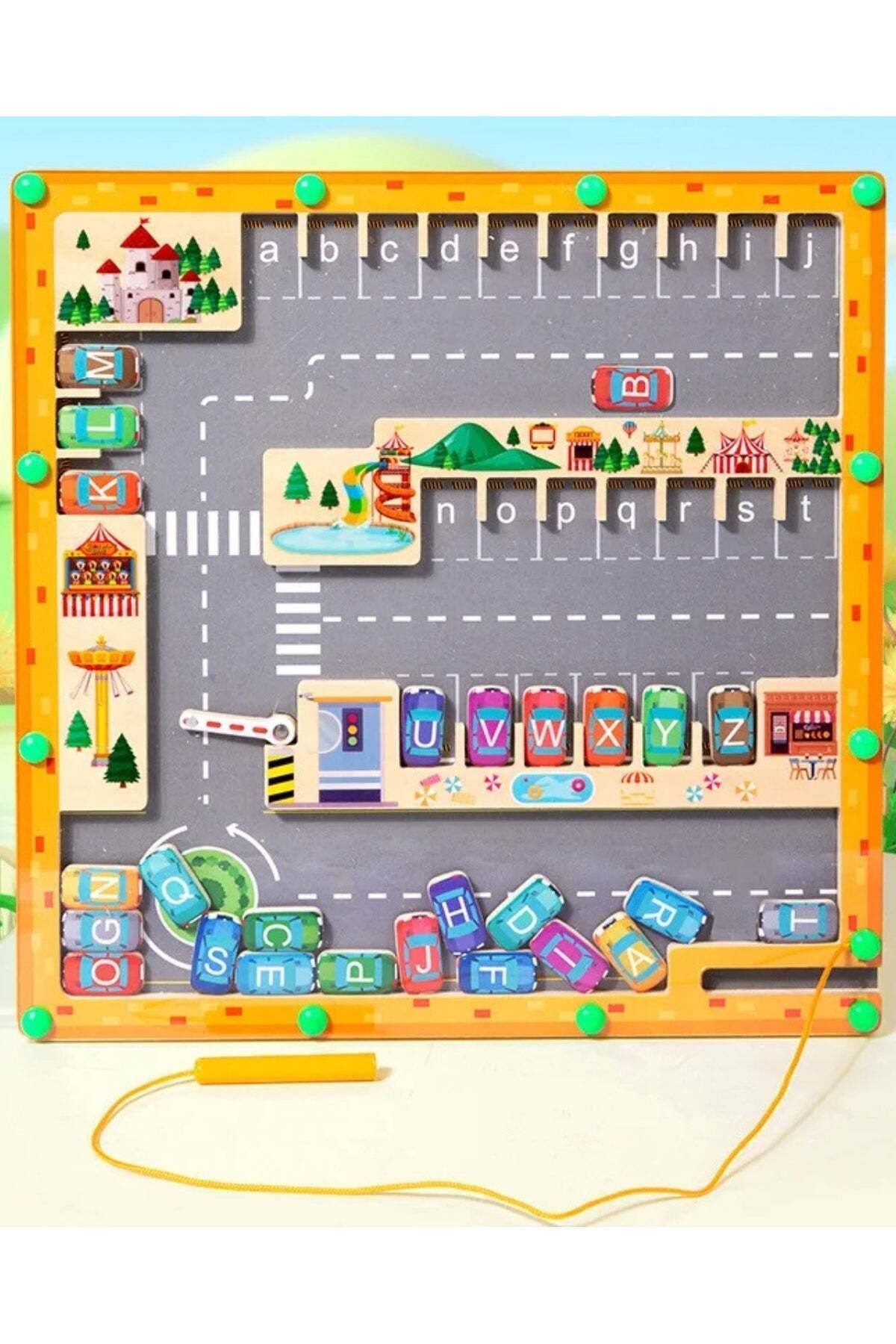 F.A.M.S-Magnetic Alphabet Maze Puzzle – Educational Toy for Kids – Learn Letters with Car Parking Game 1