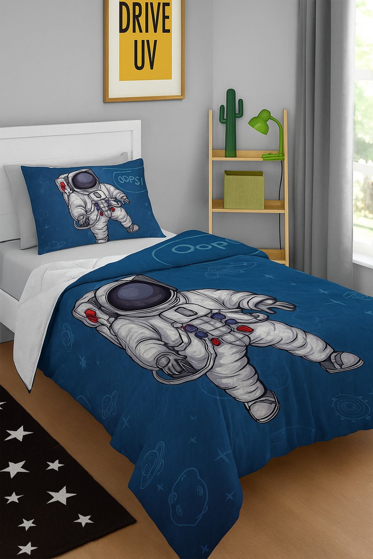 Bebişim Halı-Astronaut Patterned Single Pike (with Pillow Case) 1