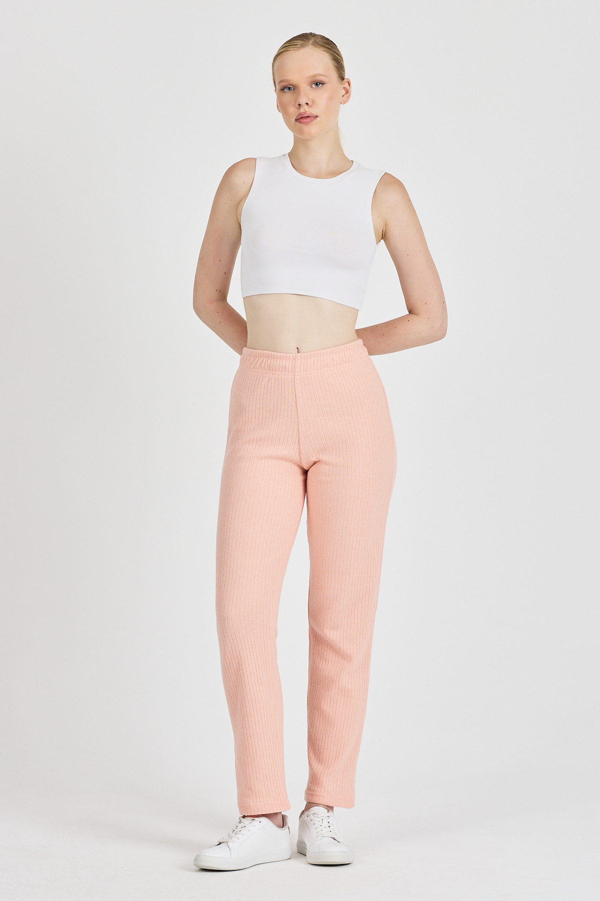 COMEOR-Women's High Waist Ribbed Wide Leg Casual Thin Sweatpants Pajamas 2