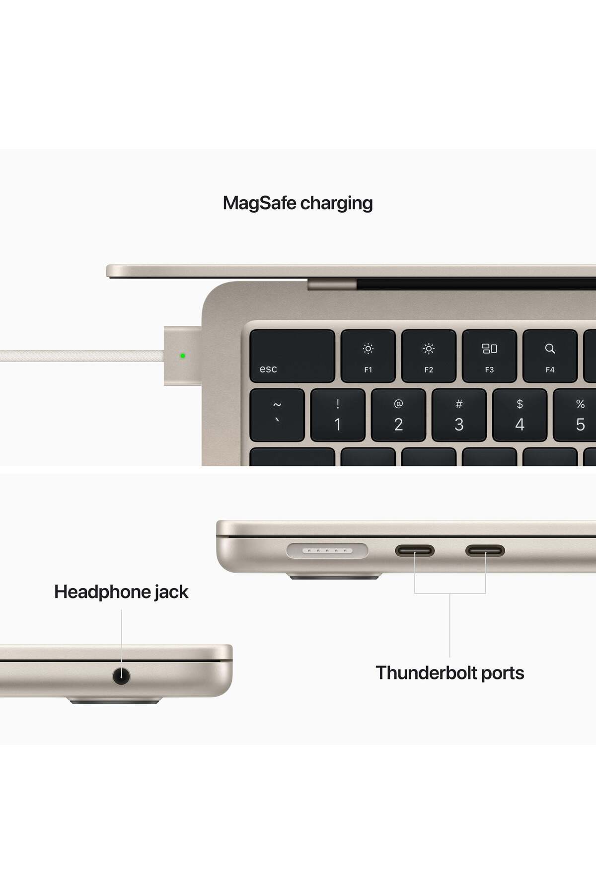 Apple-MacBook Air مقاس 13 بوصة: شريحة M2 مع وحدة معالجة مركزية ثمانية النواة ووحدة معالجة رسومية ثمانية النواة، وقرص SSD سعة 256 جيجابايت - Starlight 7