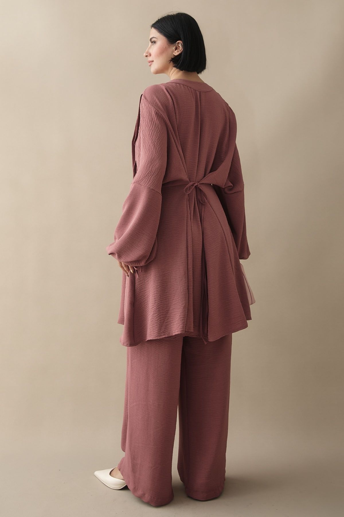 InStyle-Ribbed Handle Drawstring Dusty Rose Ayrobin Set 4