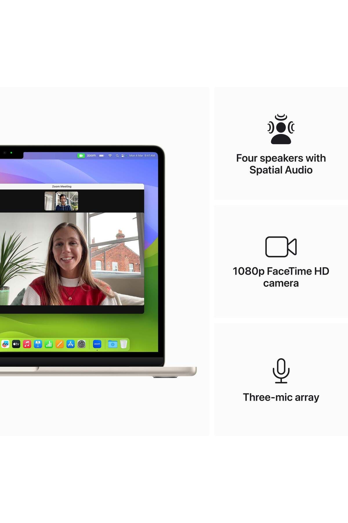 Apple-جهاز MacBook Air مقاس 13 بوصة: شريحة Apple M3 مع وحدة معالجة مركزية 8 نواة ووحدة معالجة رسومات 10 نواة، وذاكرة وصول عشوائي سعتها 16 جيجابايت ومحرك أقراص SSD سعة 512 جيجابايت - Starlight 6