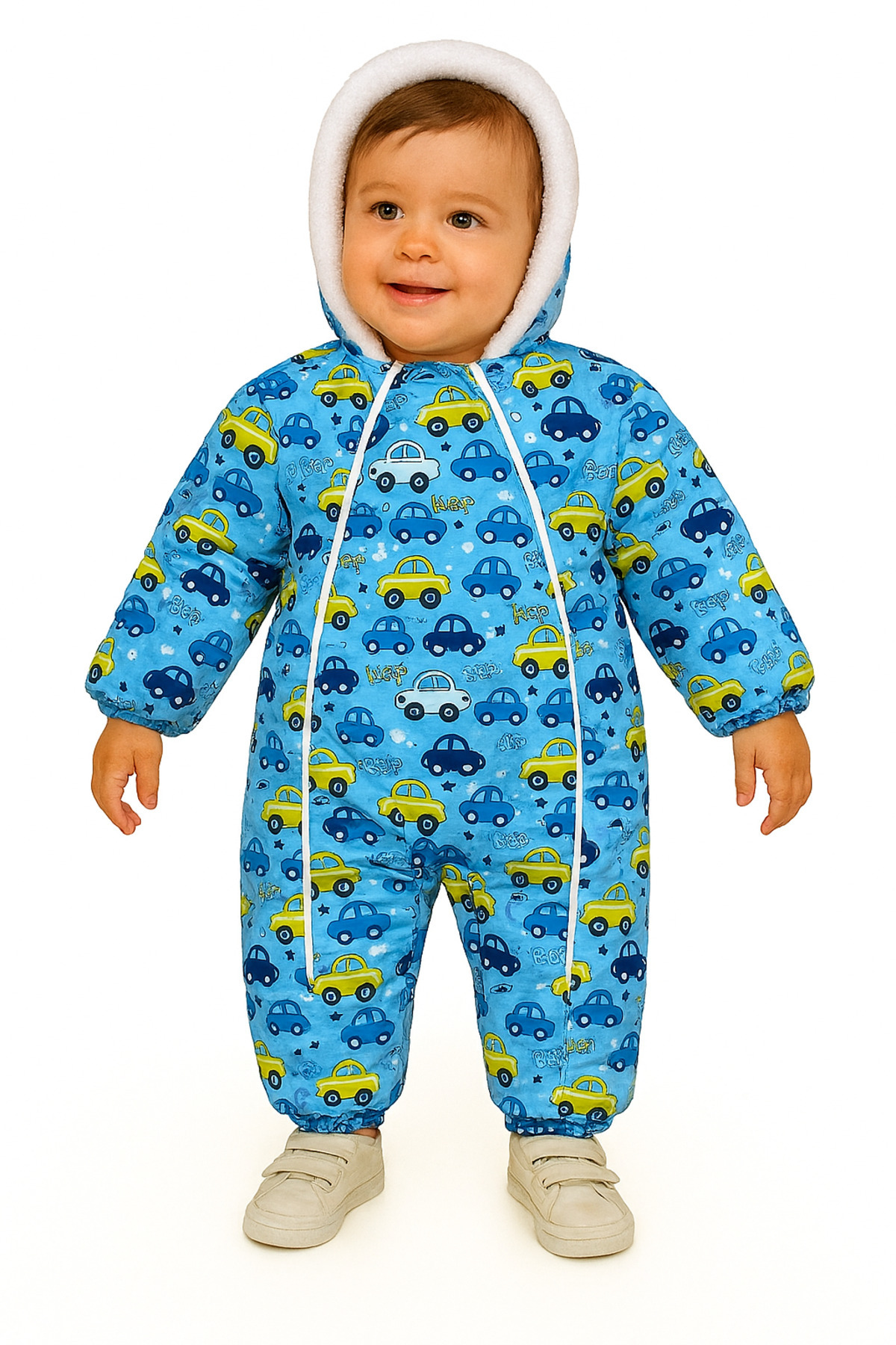 minikiss Dijital Baskılı Erkek Bebek Çocuk Kapşonlu İçi Peluş Kışlık Fermuarlı Astronot  Kozmonot Tulum