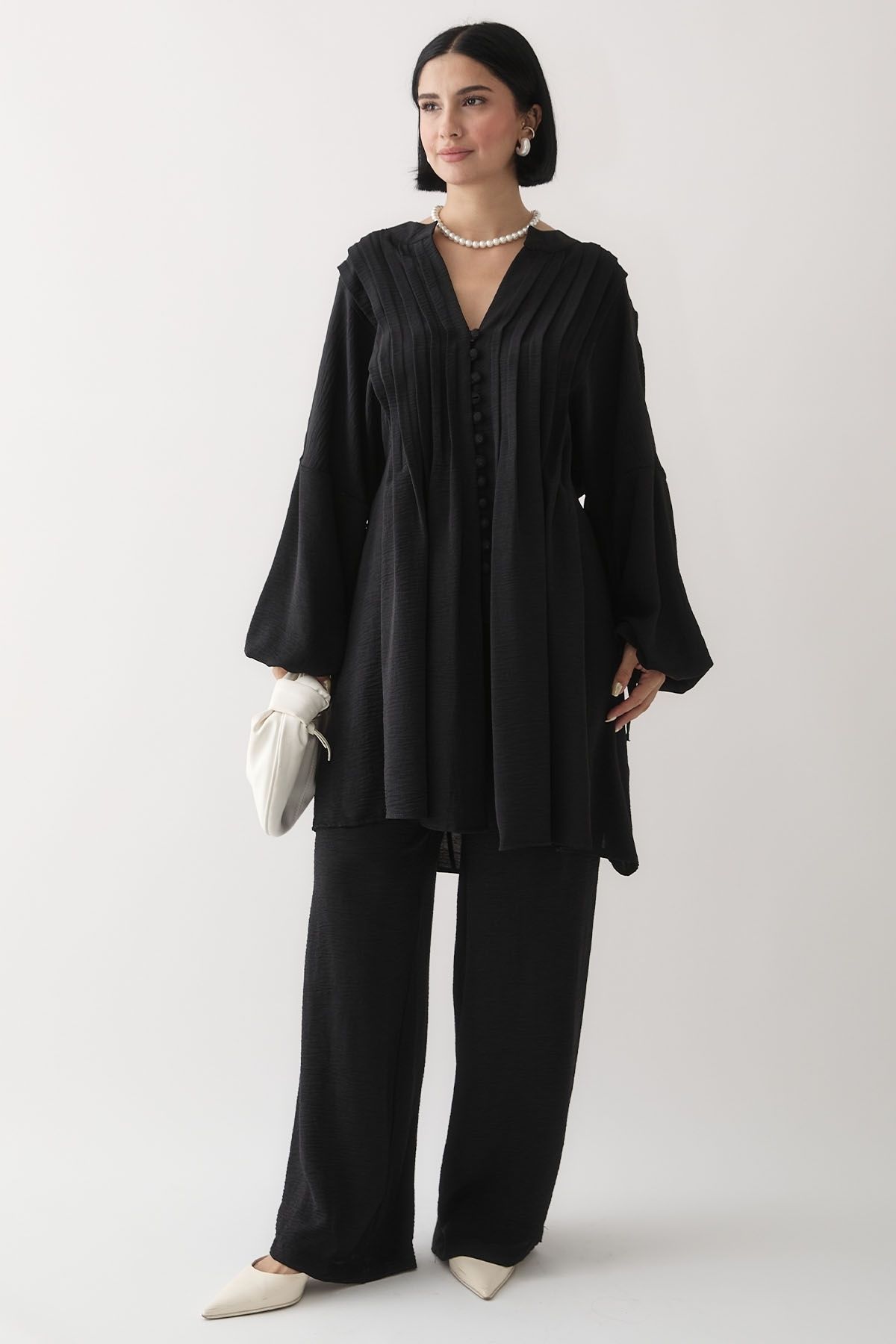 InStyle-Ribbed Handle Drawstring Black Ayrobin Suit 2