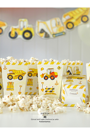 partince İnşaat Tema 8'li Popcorn Patlamış Mısır Kutusu