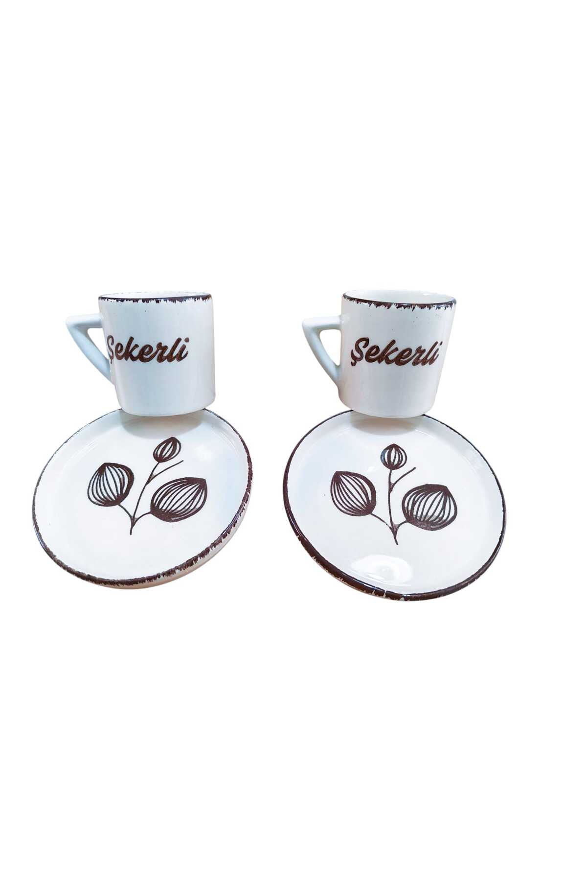Coffee Cup with Sugar Written 2-Person 4-Piece Double 100 ml