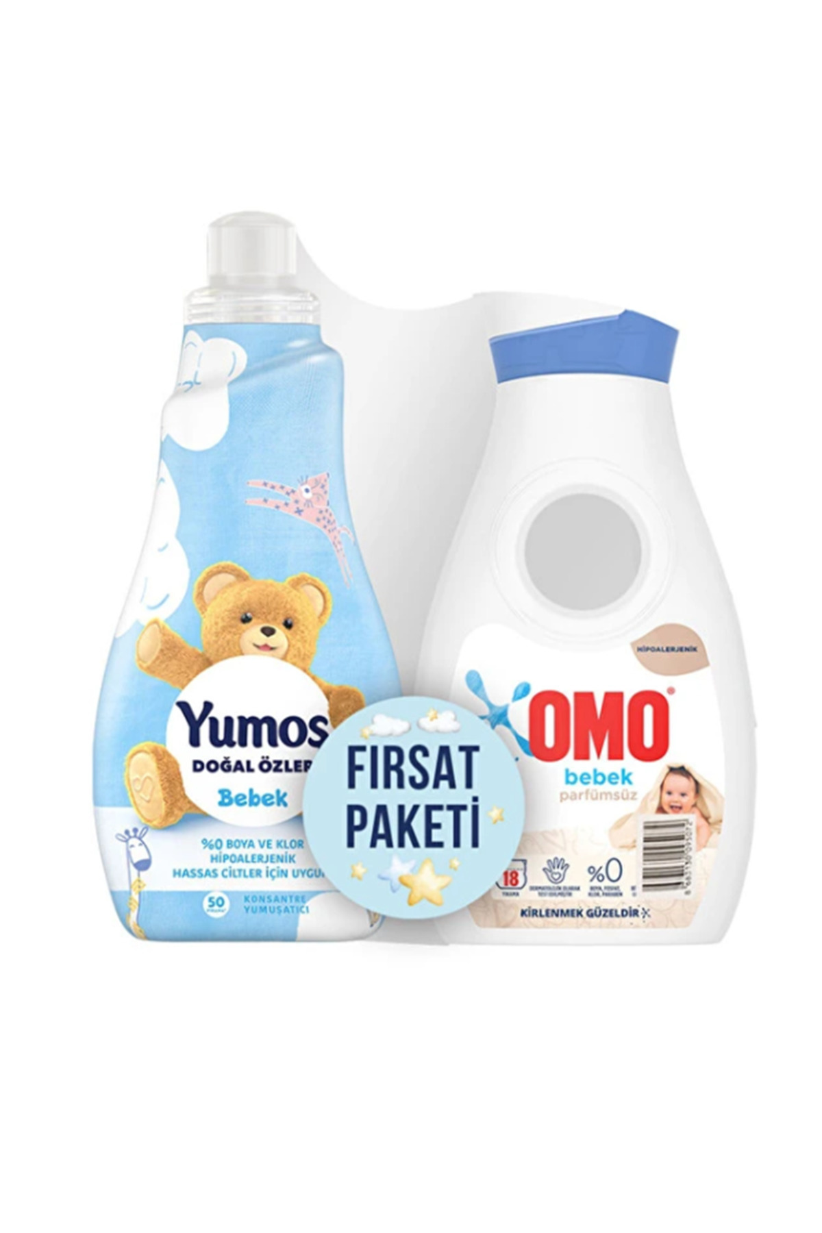 Omo Bebek Omo Sıvı Deterjan 900 ml + Yumoş Doğal Özler Konsantre Yumuşatıcı Bebek 1200 ml