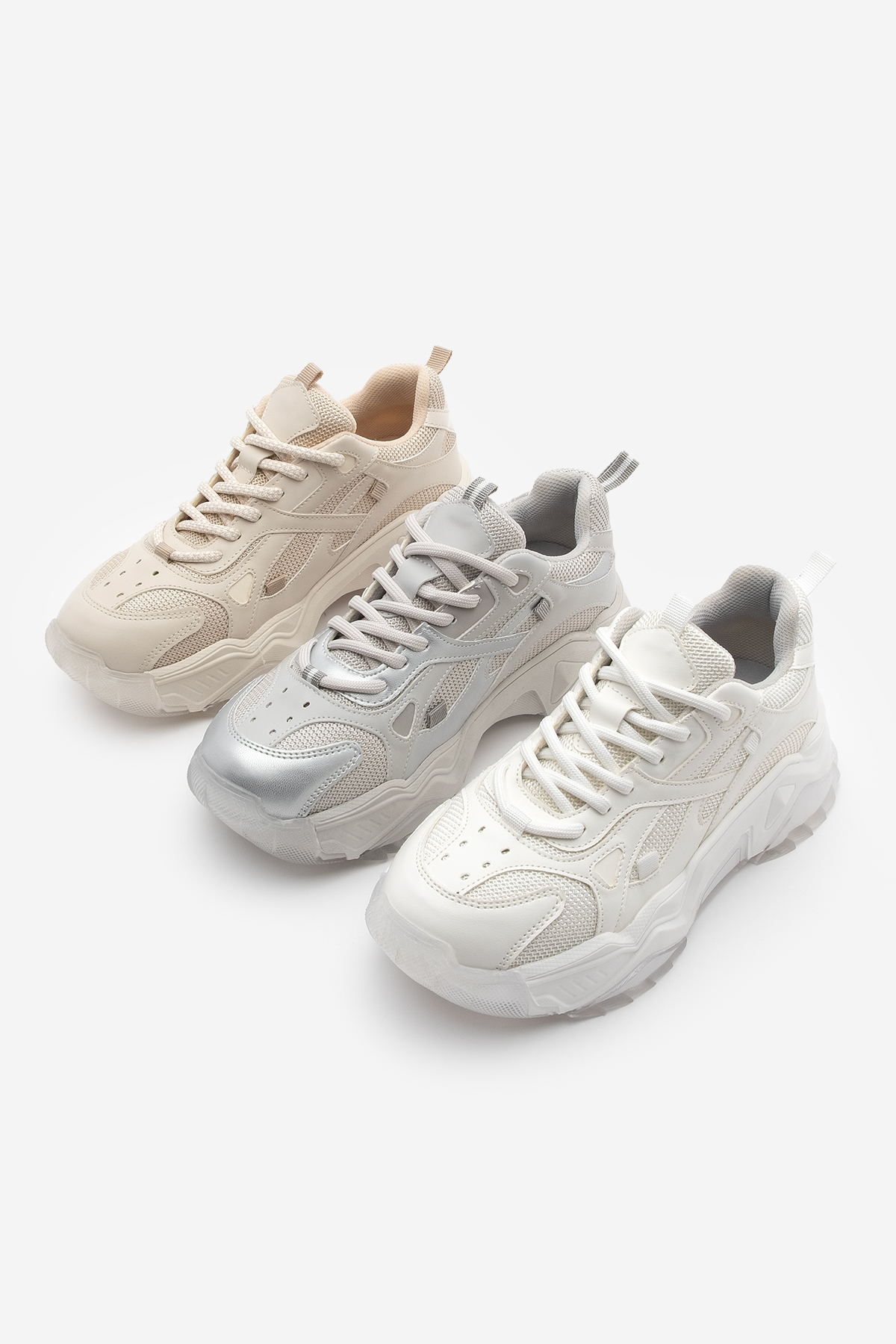 Marjin Kadın Sneaker Kalın Taban Bağcıklı Spor Ayakkabı Pizen Beyaz görsel 7