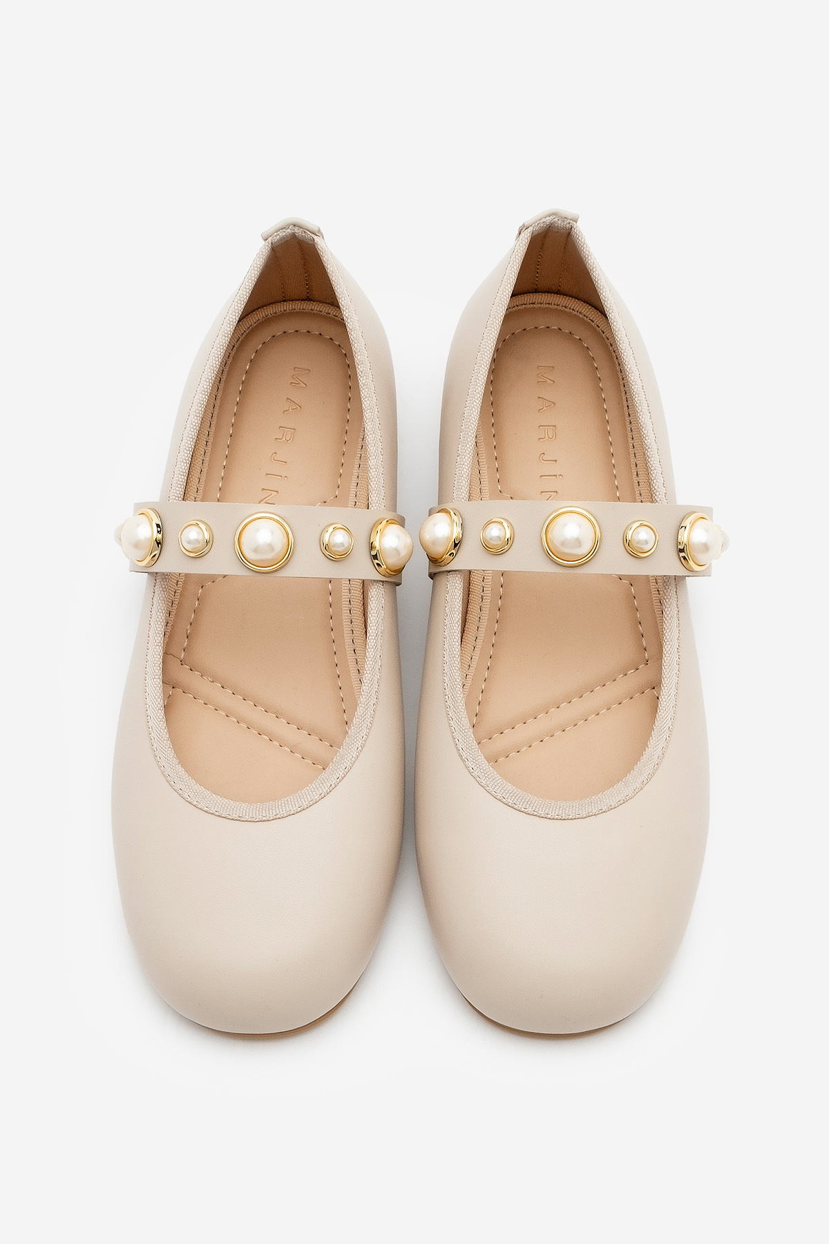 Marjin-Damen-Ballerina Vesmi mit Perlenband, beige Farbe 6