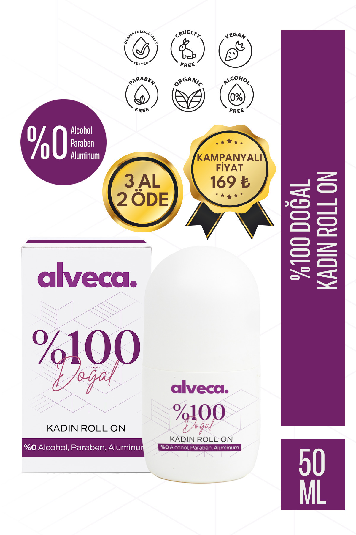 Alveca Kadın Ter Kokusu Önleyici %100 Doğal Roll On