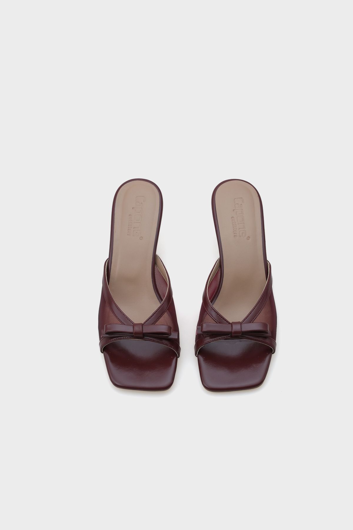 Capone Outfitters-Midge Damen-Hausschuhe mit mittlerem Absatz und Netzschleife 5