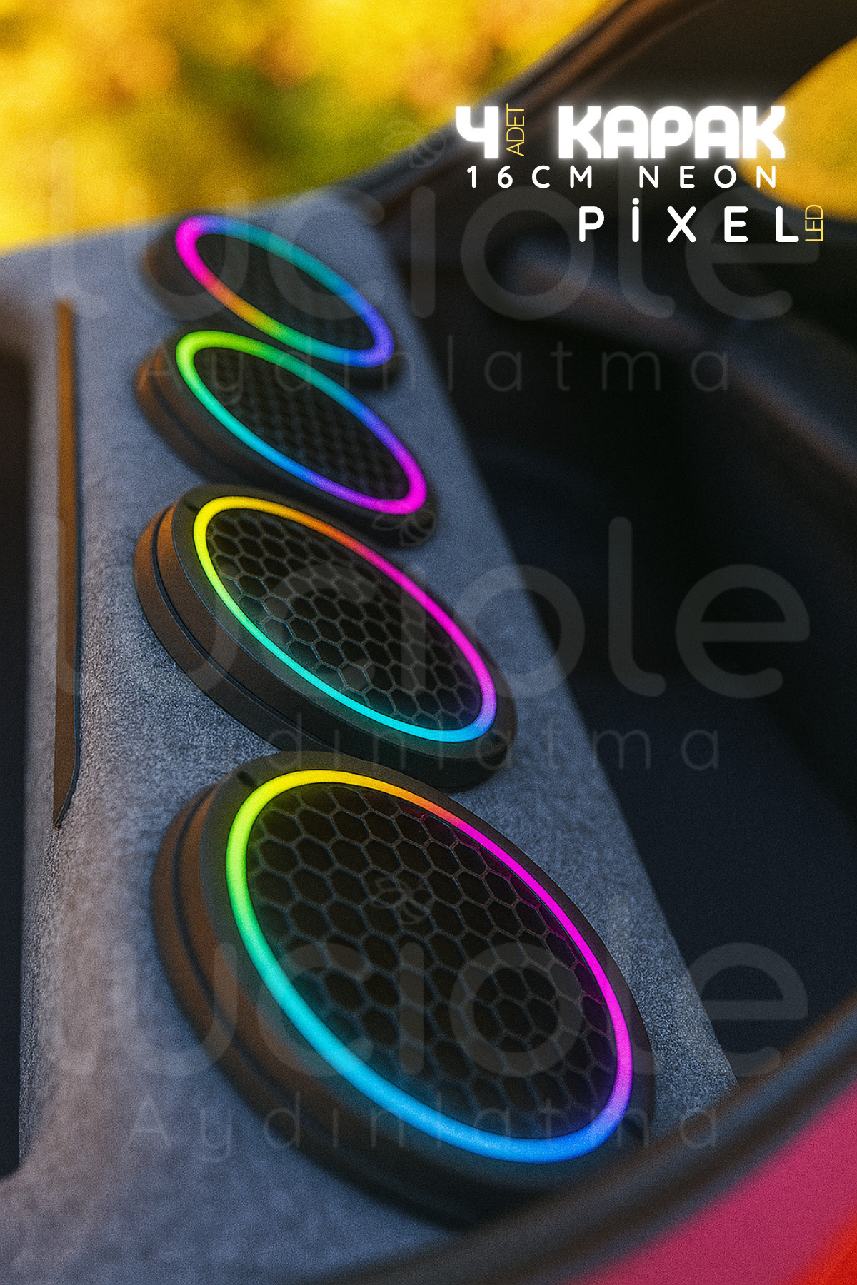 luciole 16 Cm Neon Pixel Led Midrange Hoparlör Kapağı – Sese