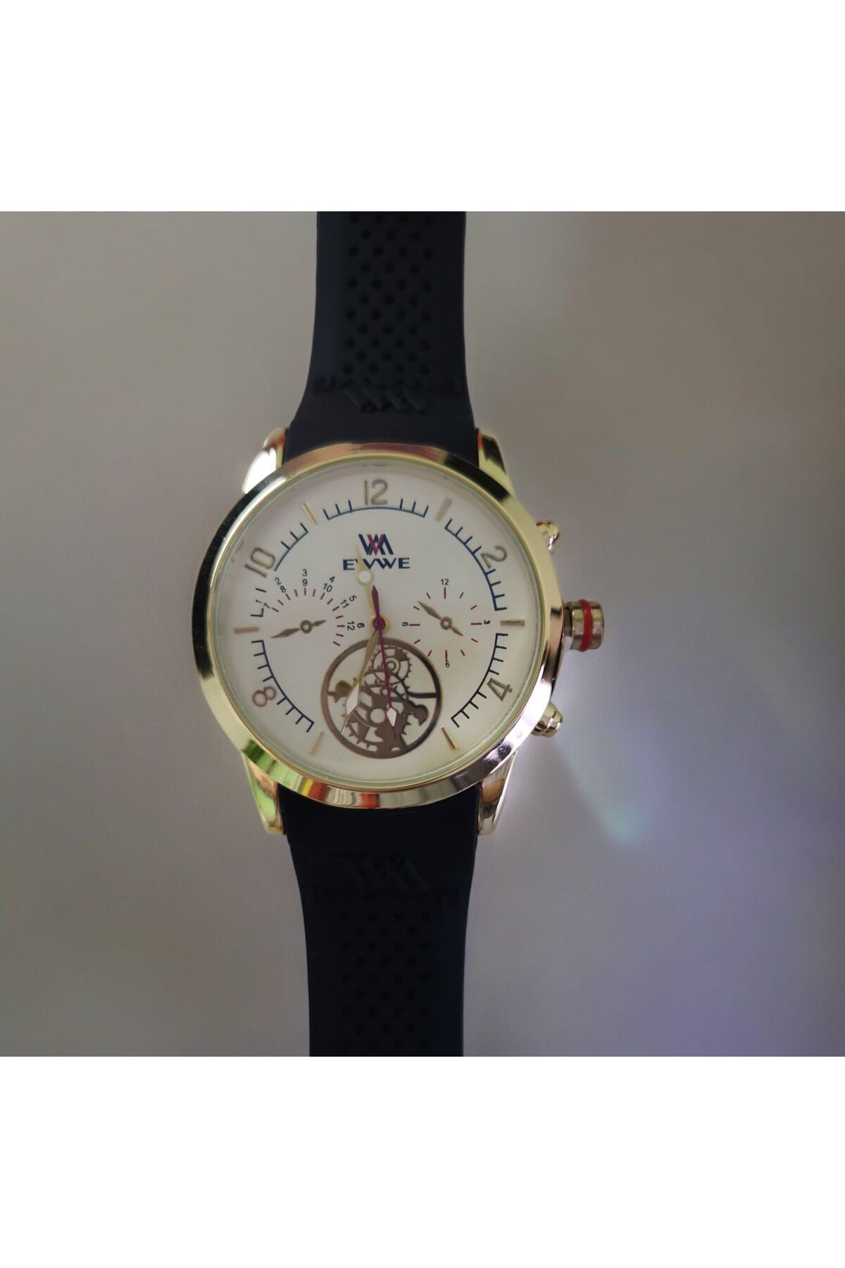 OEM-Ceas casual barbatesc, tip display analog, mecanism quartz, bratara din silicon 5