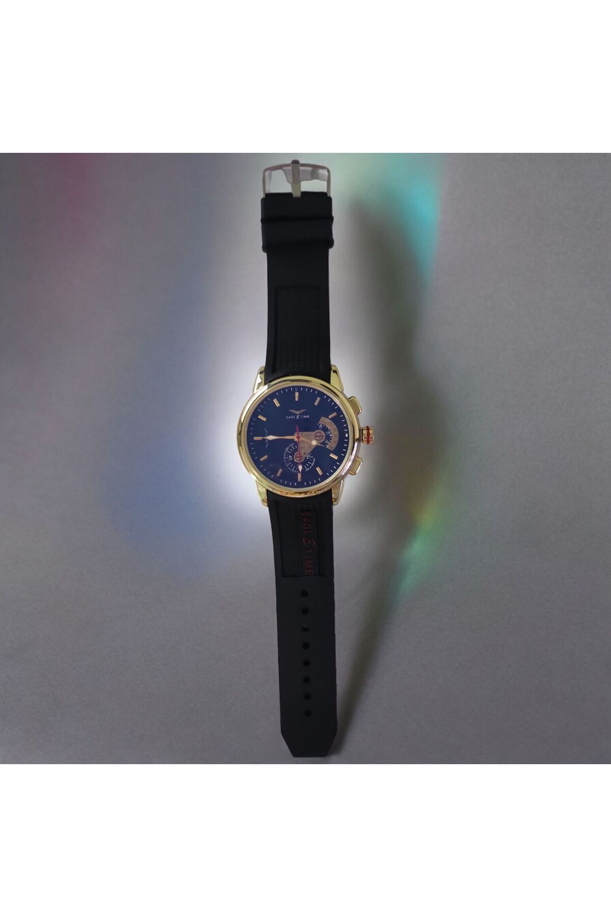 OEM-Ceas bărbătesc, ecran reflectorizant negru-albastru, afișaj analogic, mecanism cuarț, curea din silicon 4