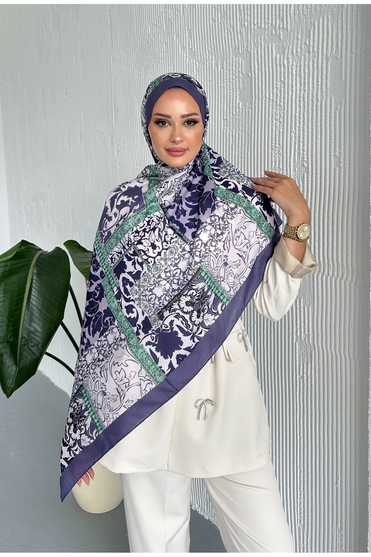 Stella Eşarp-Patch Ethnic Patterned Colorful Soft Cotton Shawl 2