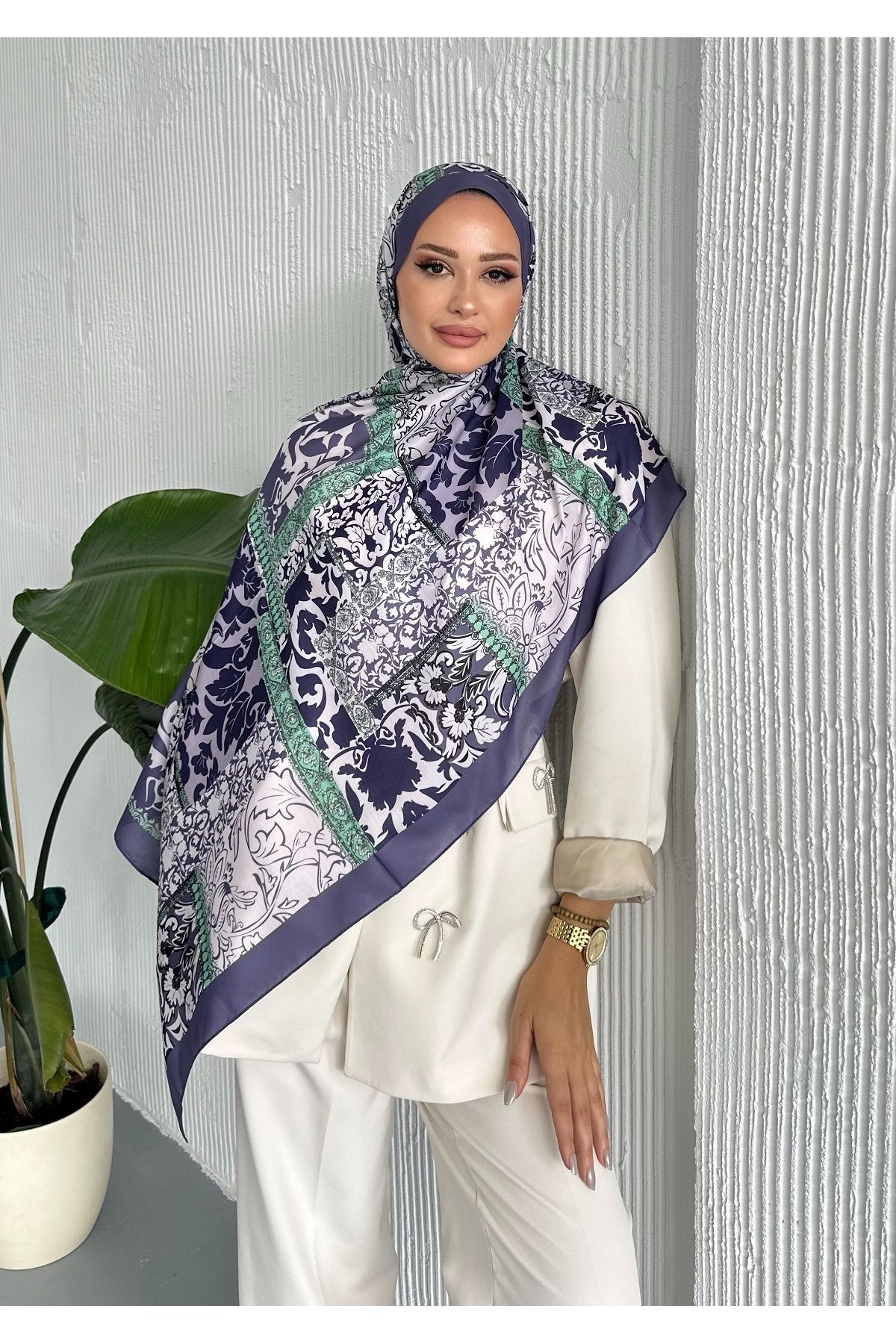 Stella Eşarp-Patch Ethnic Patterned Colorful Soft Cotton Shawl 6